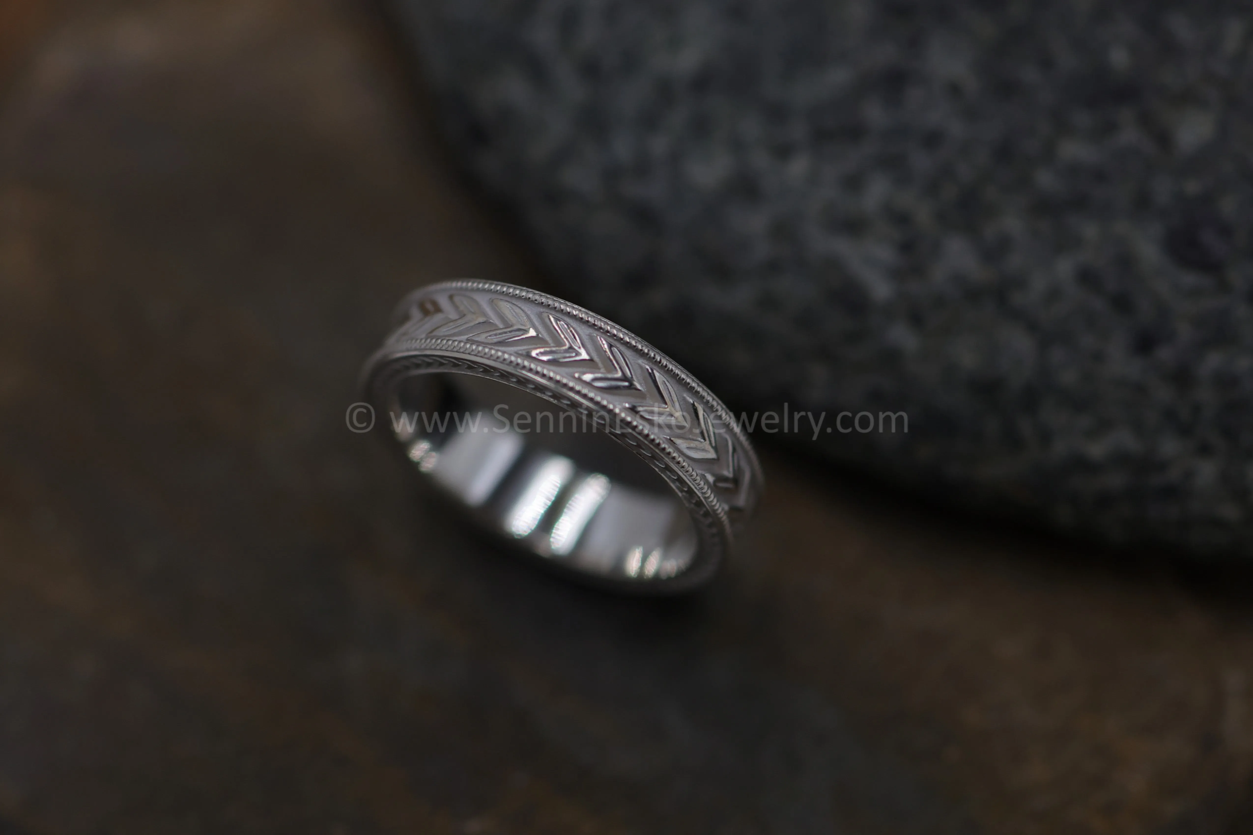 READY TO SHIP Double Chevron Infinity Ring, Continuous Design, Size 9