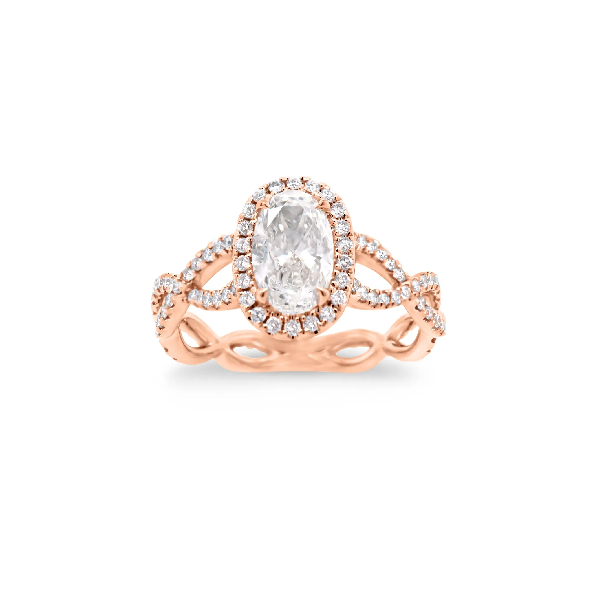 Round Diamond Halo Engagement Ring with Twisted Shank