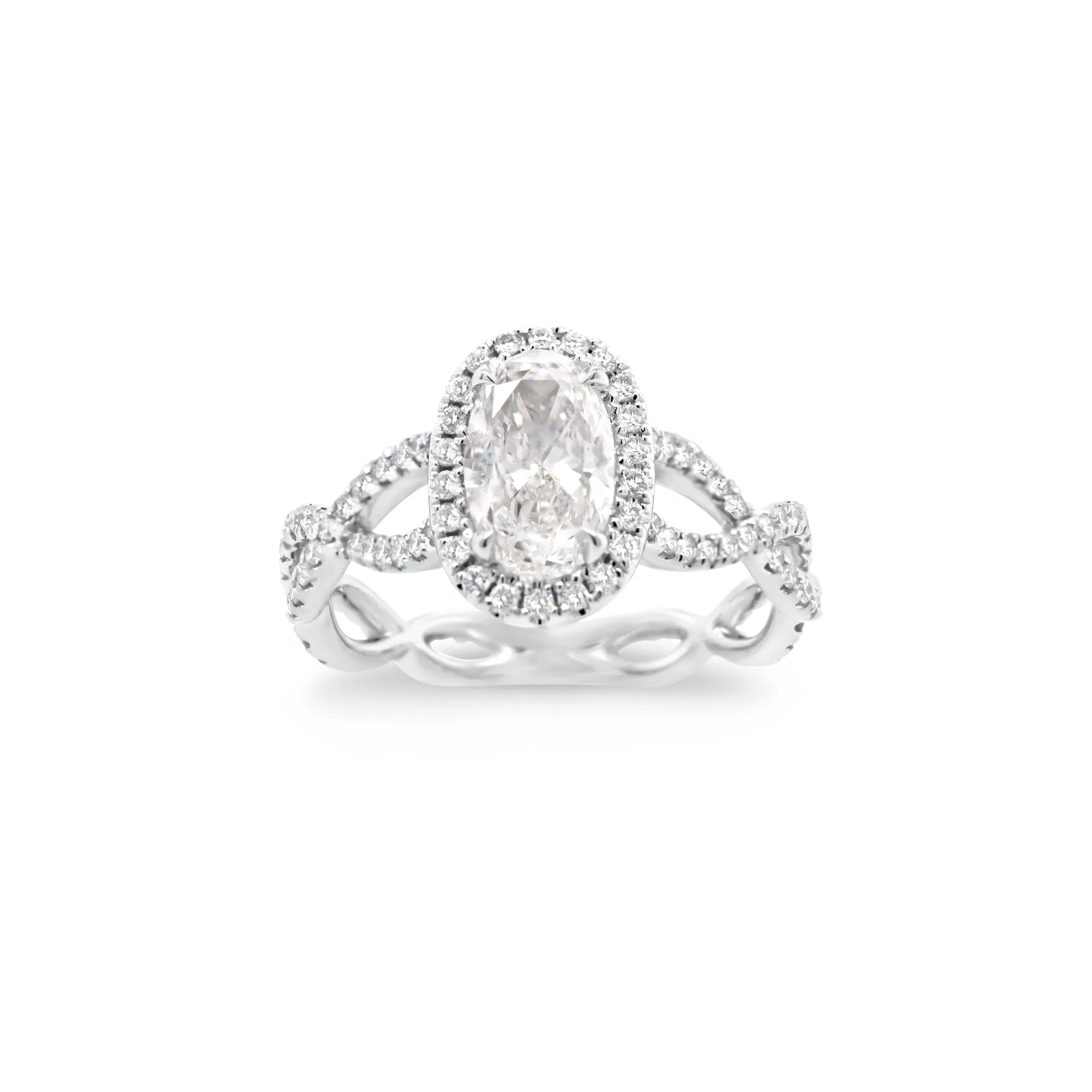 Round Diamond Halo Engagement Ring with Twisted Shank