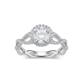 Round Diamond Halo Engagement Ring with Twisted Shank