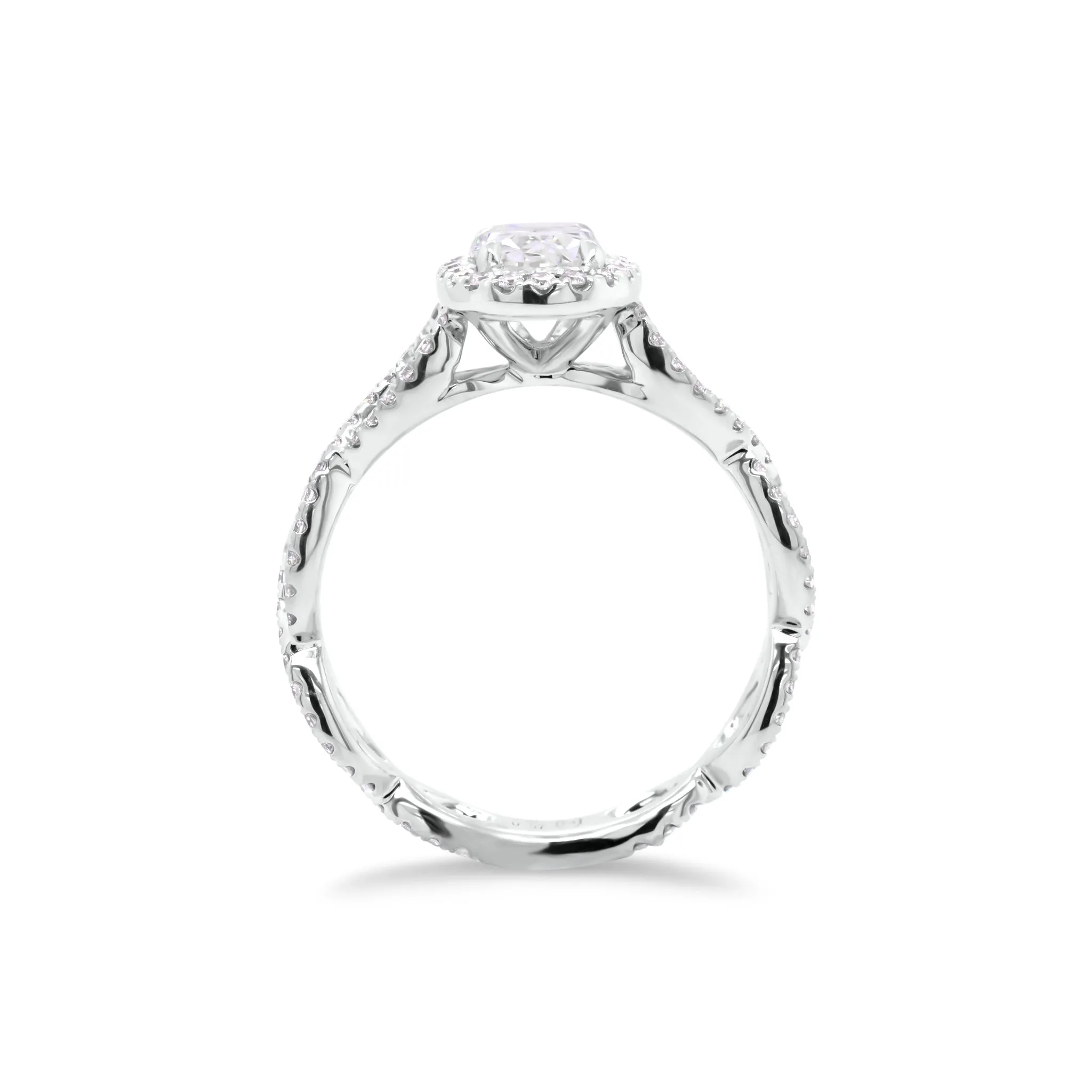 Round Diamond Halo Engagement Ring with Twisted Shank