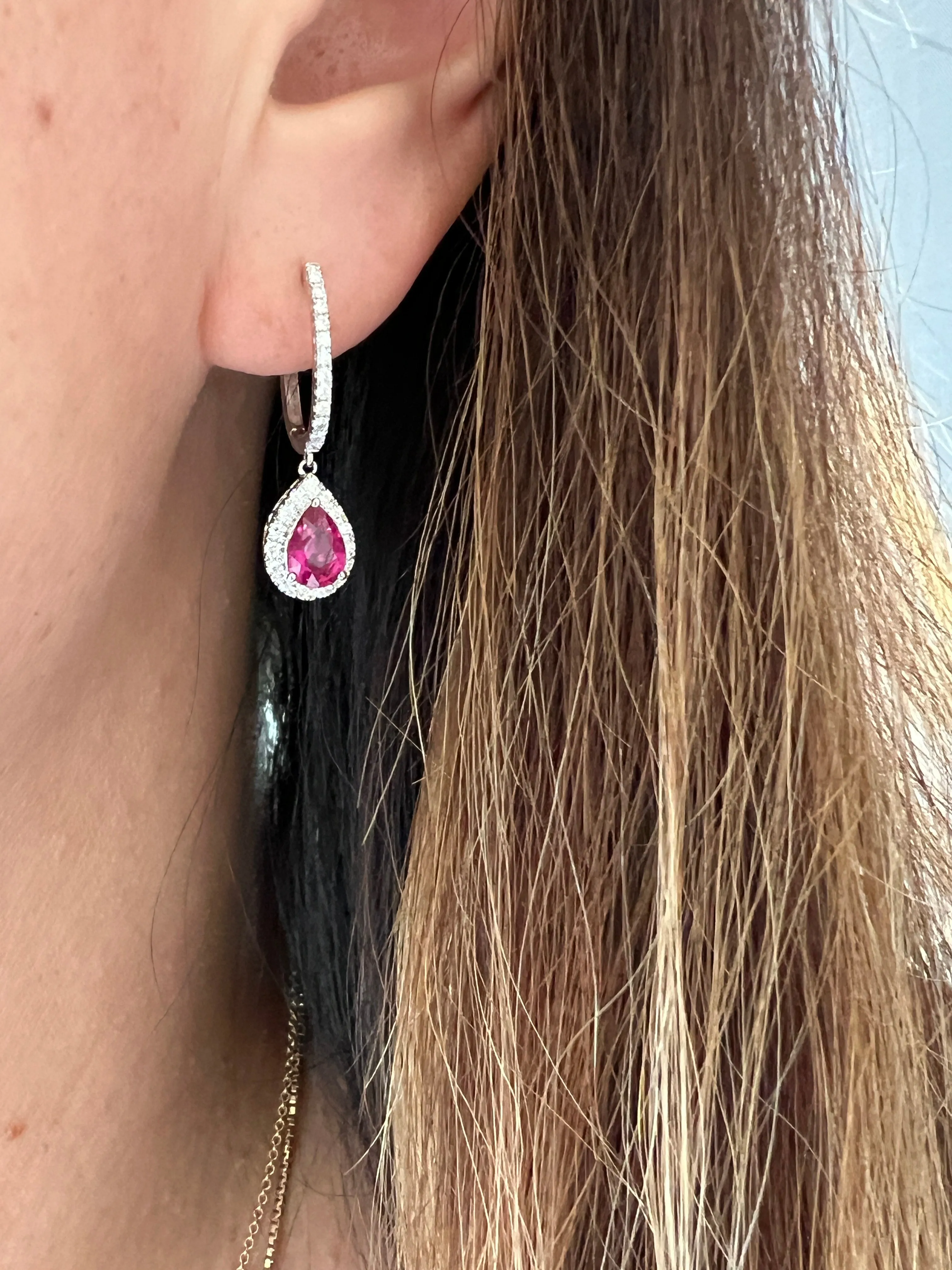 Ruby and Diamond Drop Earrings