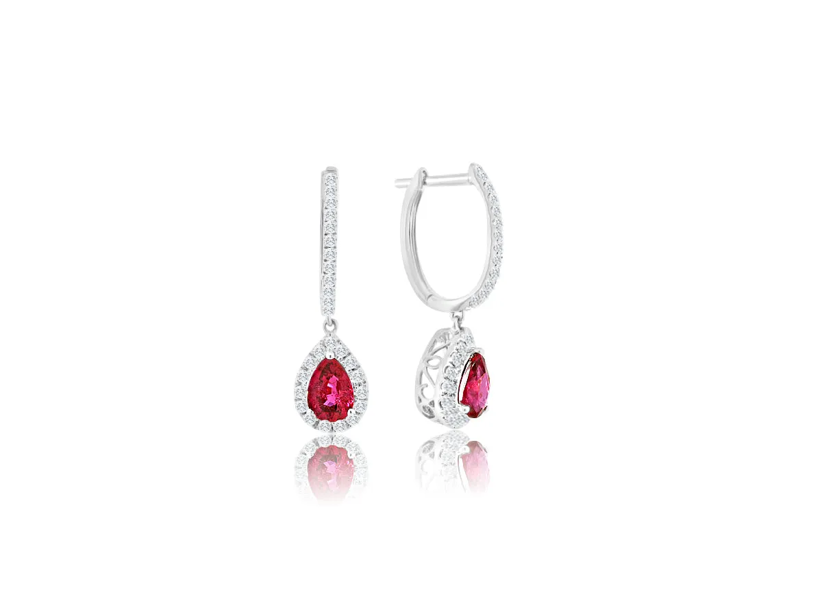 Ruby and Diamond Drop Earrings