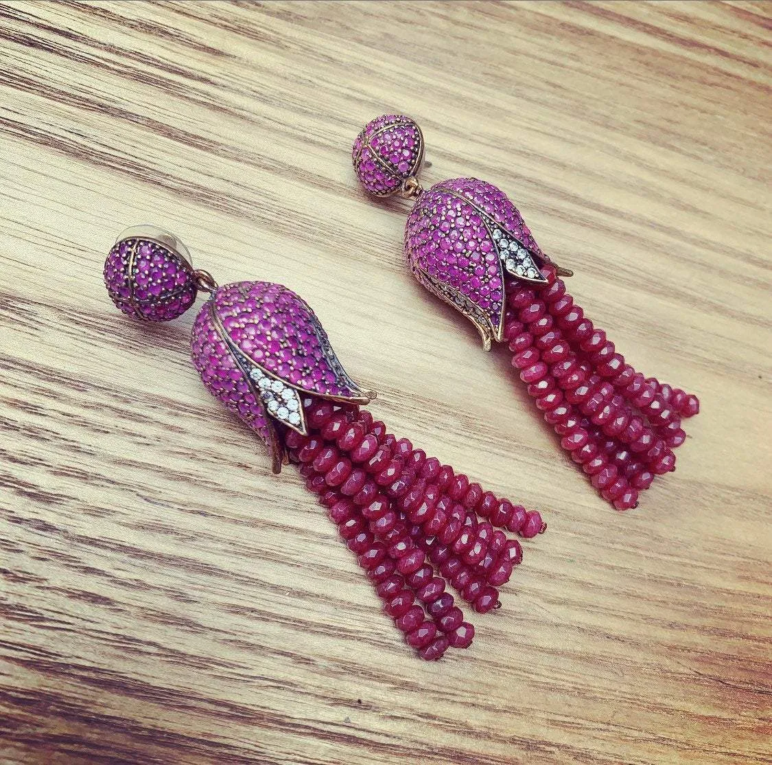 Ruby Tulip Chandelier Earrings