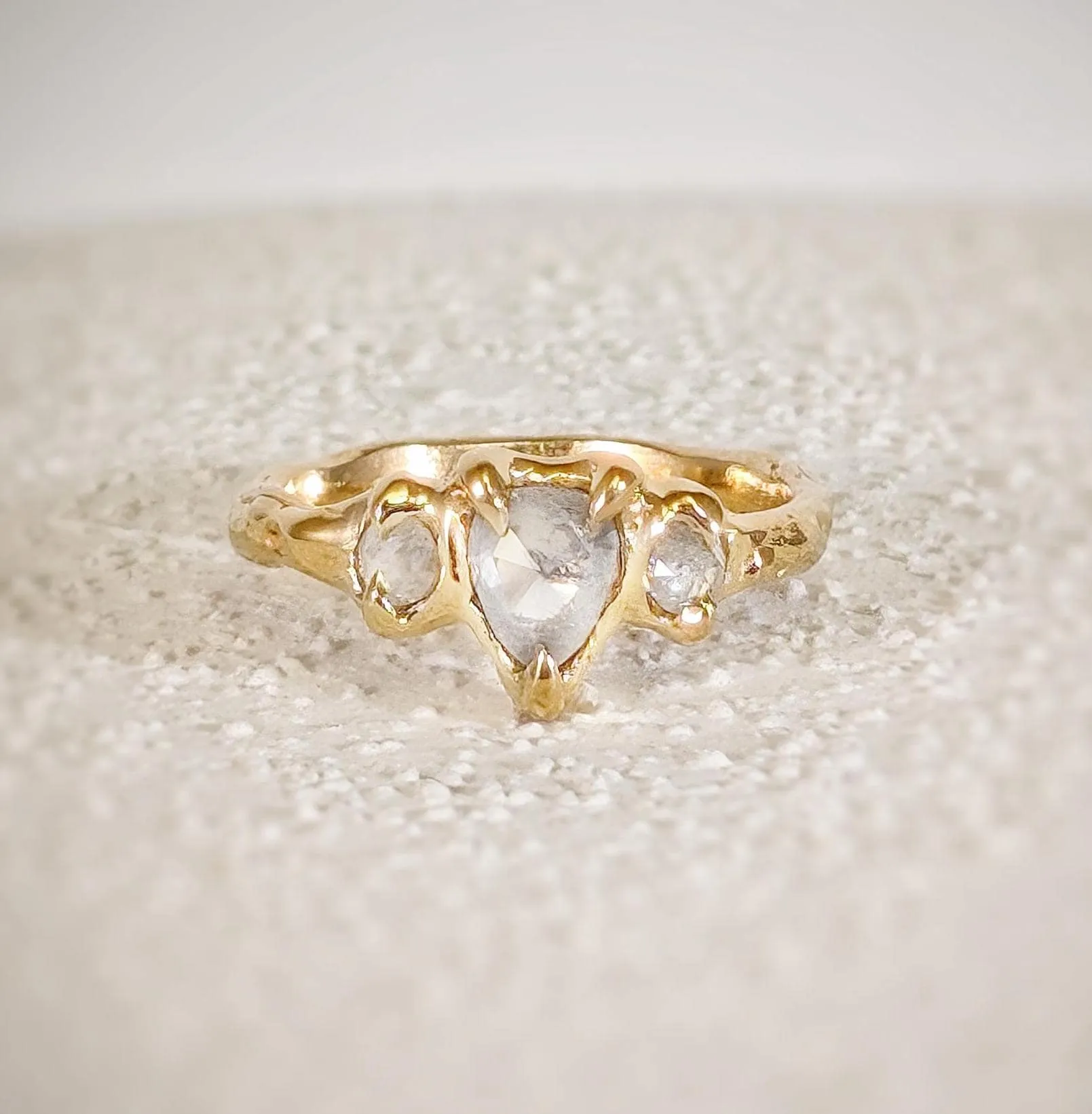 Rustic Gold diamond engagement ring