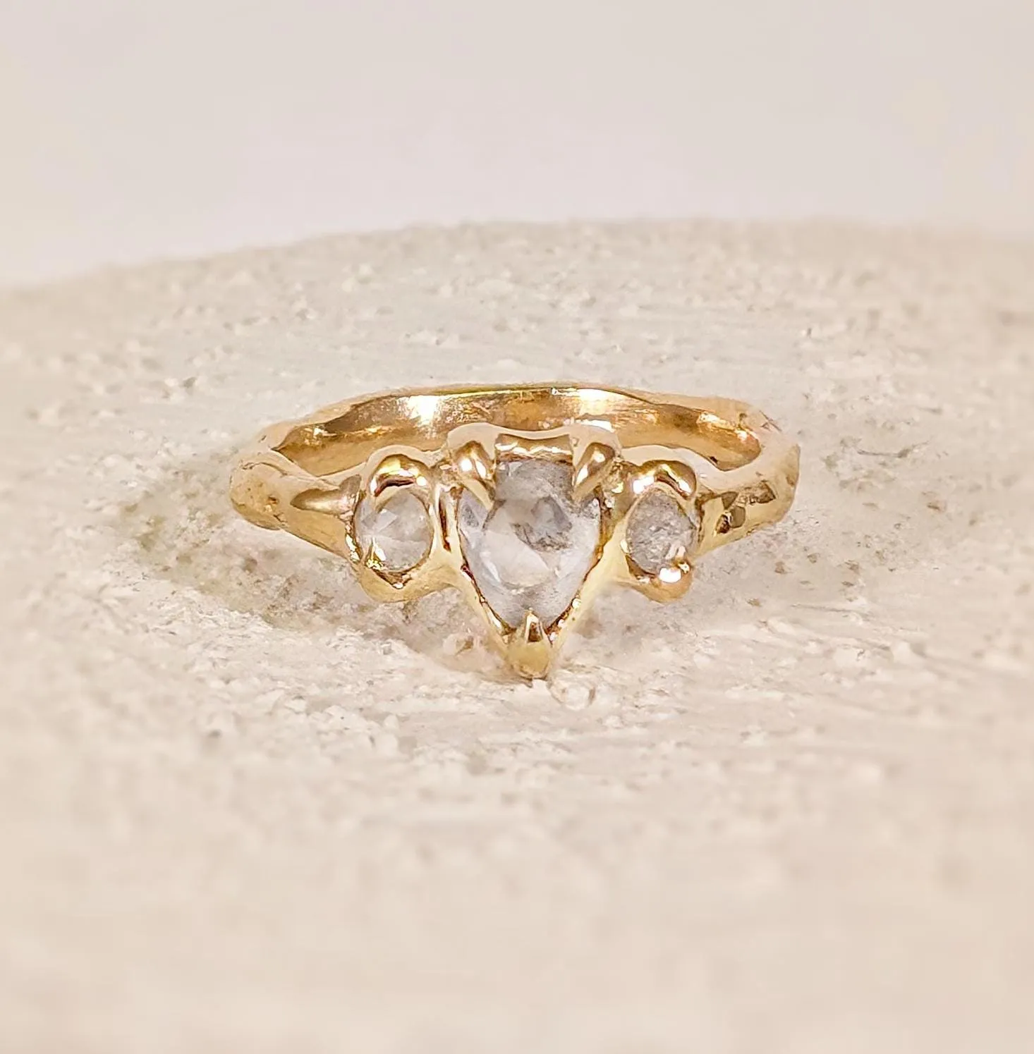 Rustic Gold diamond engagement ring