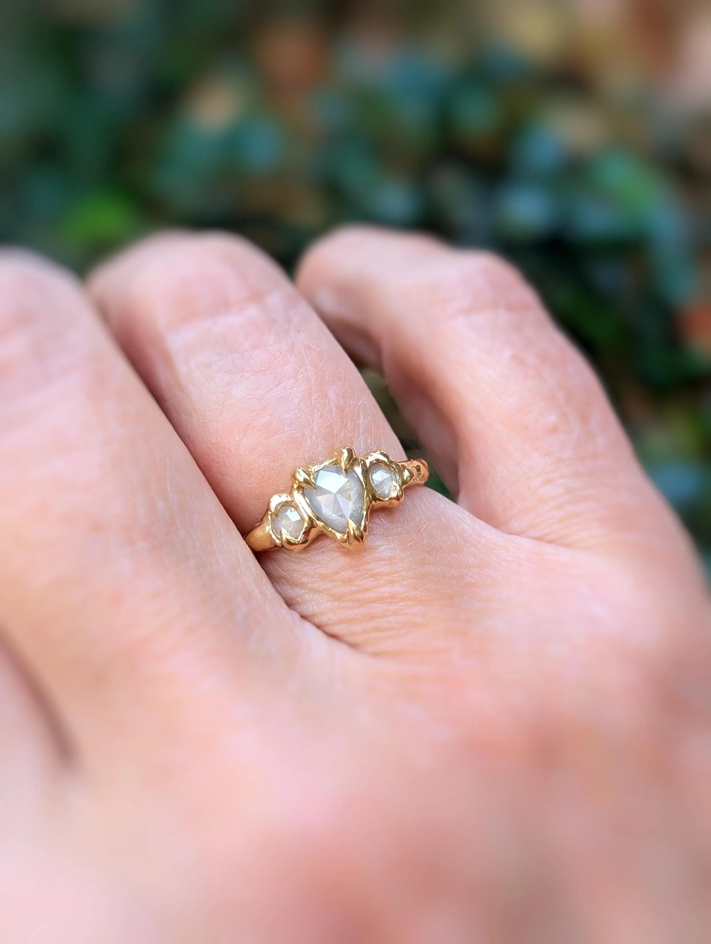 Rustic Gold diamond engagement ring