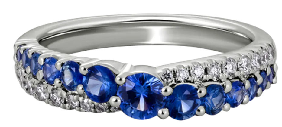 SAPPHIRE AND DIAMOND GRADUATED RIGHT HAND RING