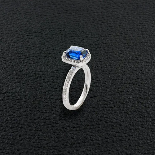 Sapphire Engagement Ring with Diamond Halo