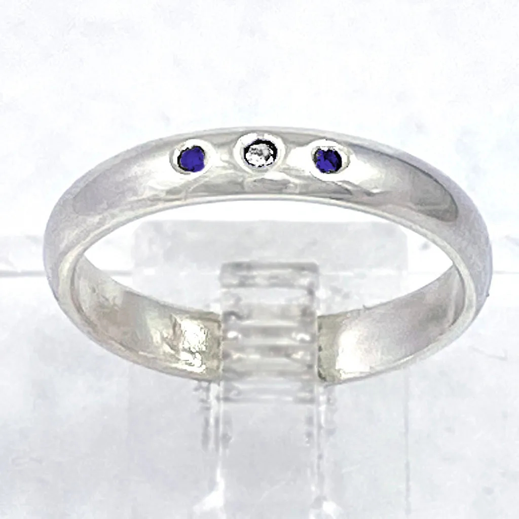 Sapphires & Diamond Trio Ring (size 4 1/2)