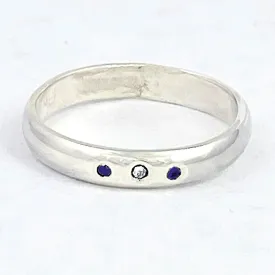 Sapphires & Diamond Trio Ring (size 4 1/2)