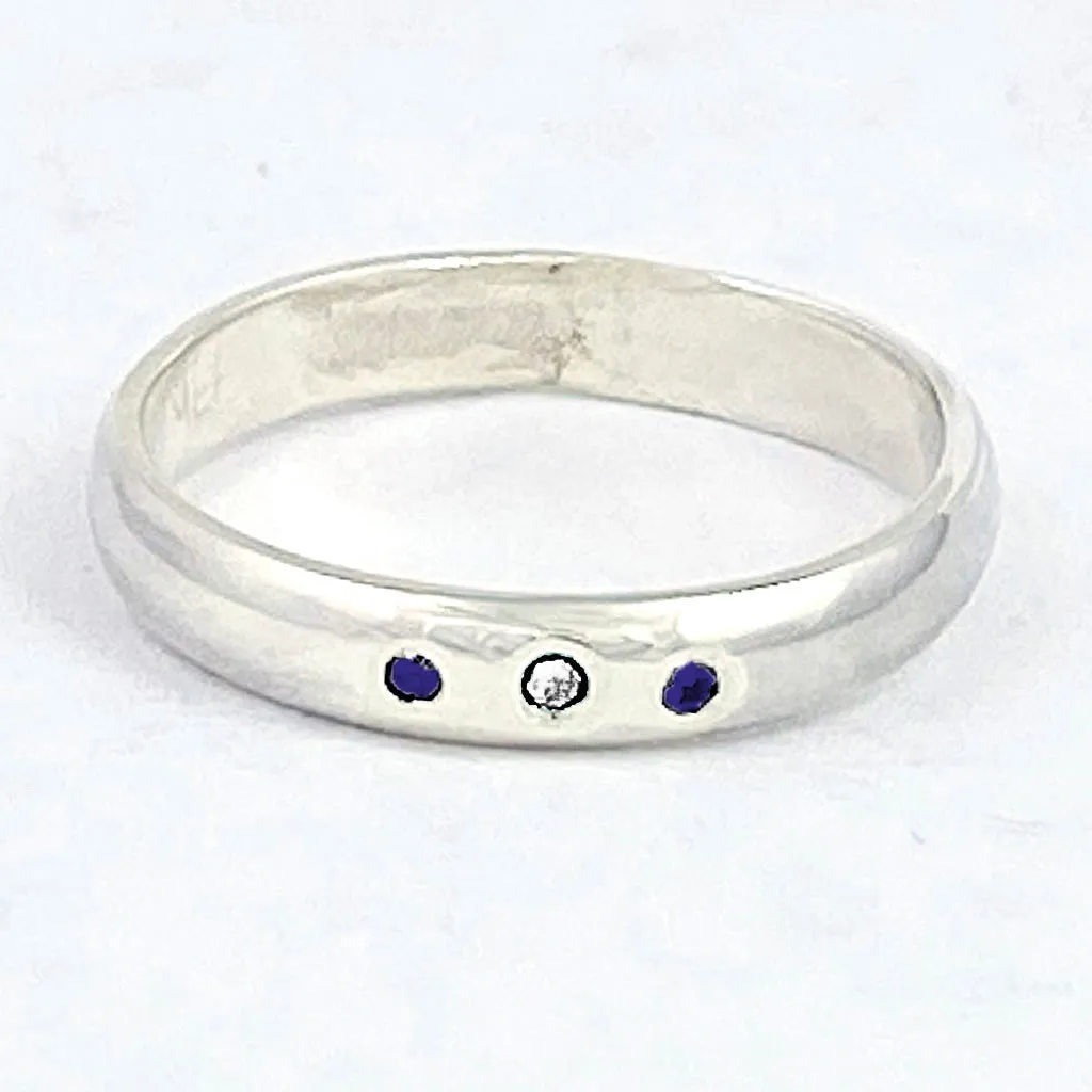 Sapphires & Diamond Trio Ring (size 4 1/2)