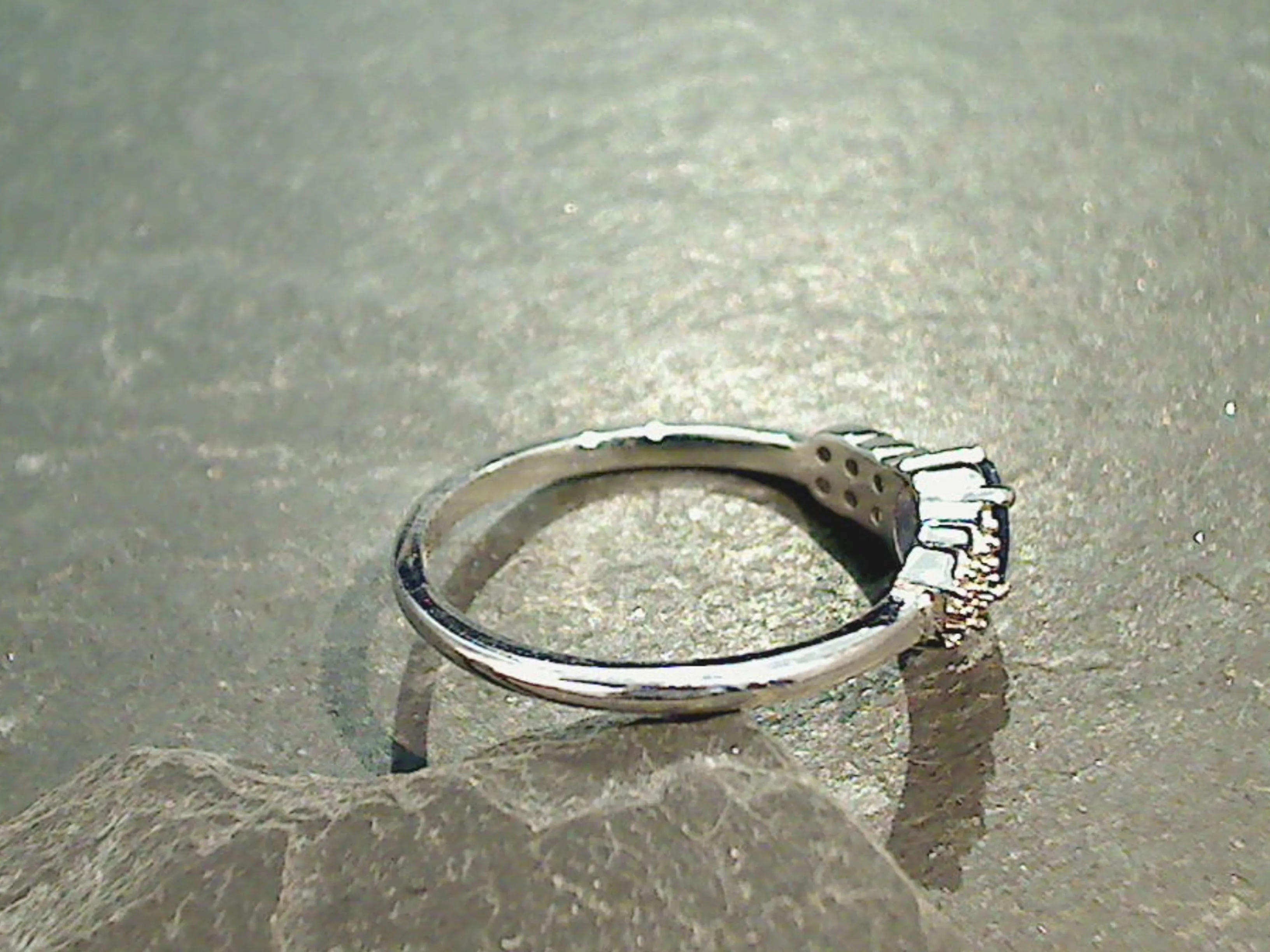 Size 7 Sapphire, CZ, Sterling Silver Ring