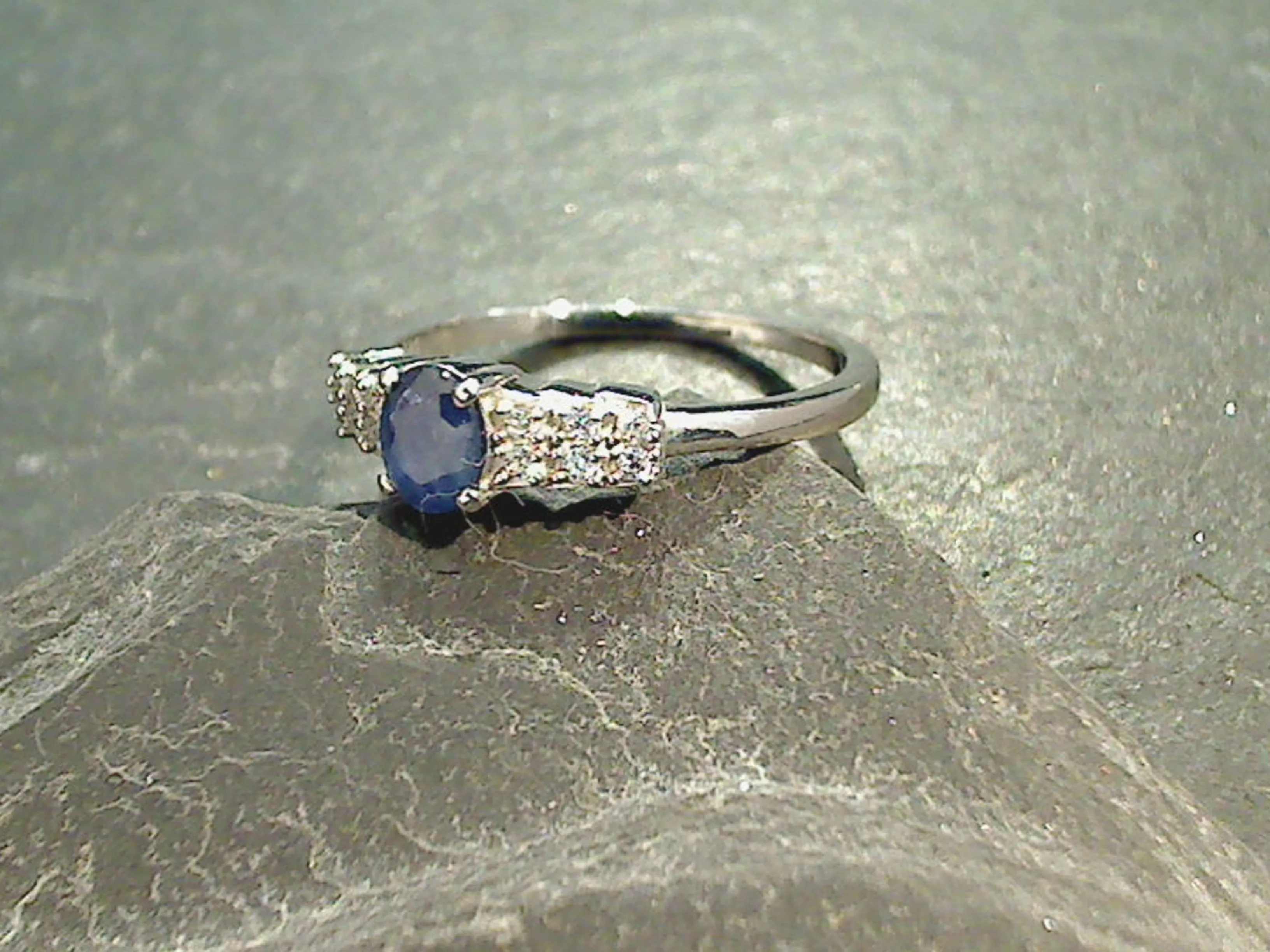 Size 7 Sapphire, CZ, Sterling Silver Ring