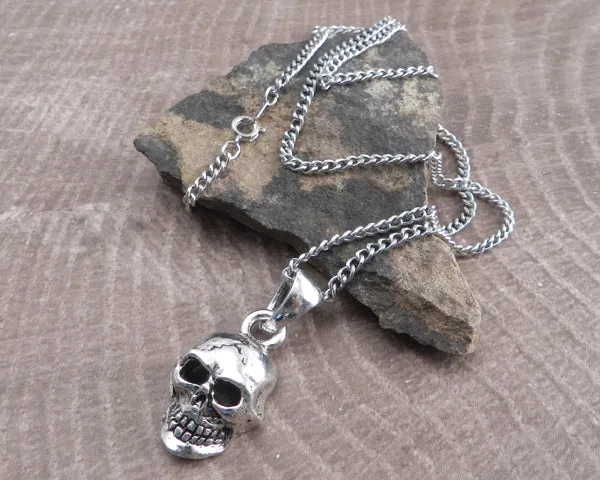 Skull XL Pendant on Thin Curb Chain