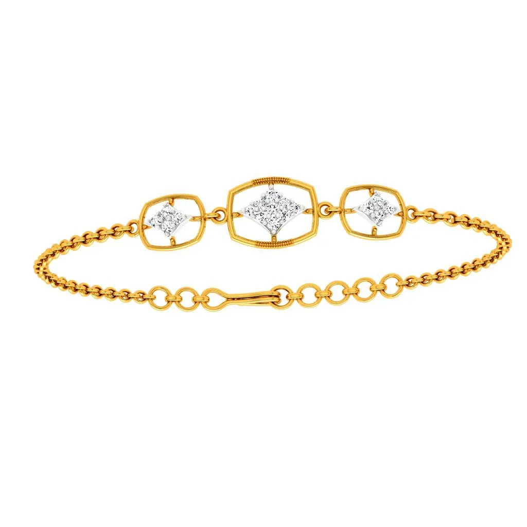 Sleek Gold And Diamond Bracelet