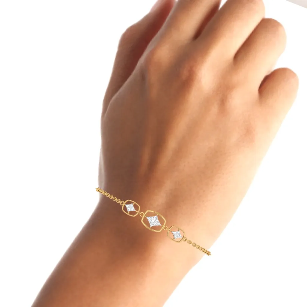 Sleek Gold And Diamond Bracelet