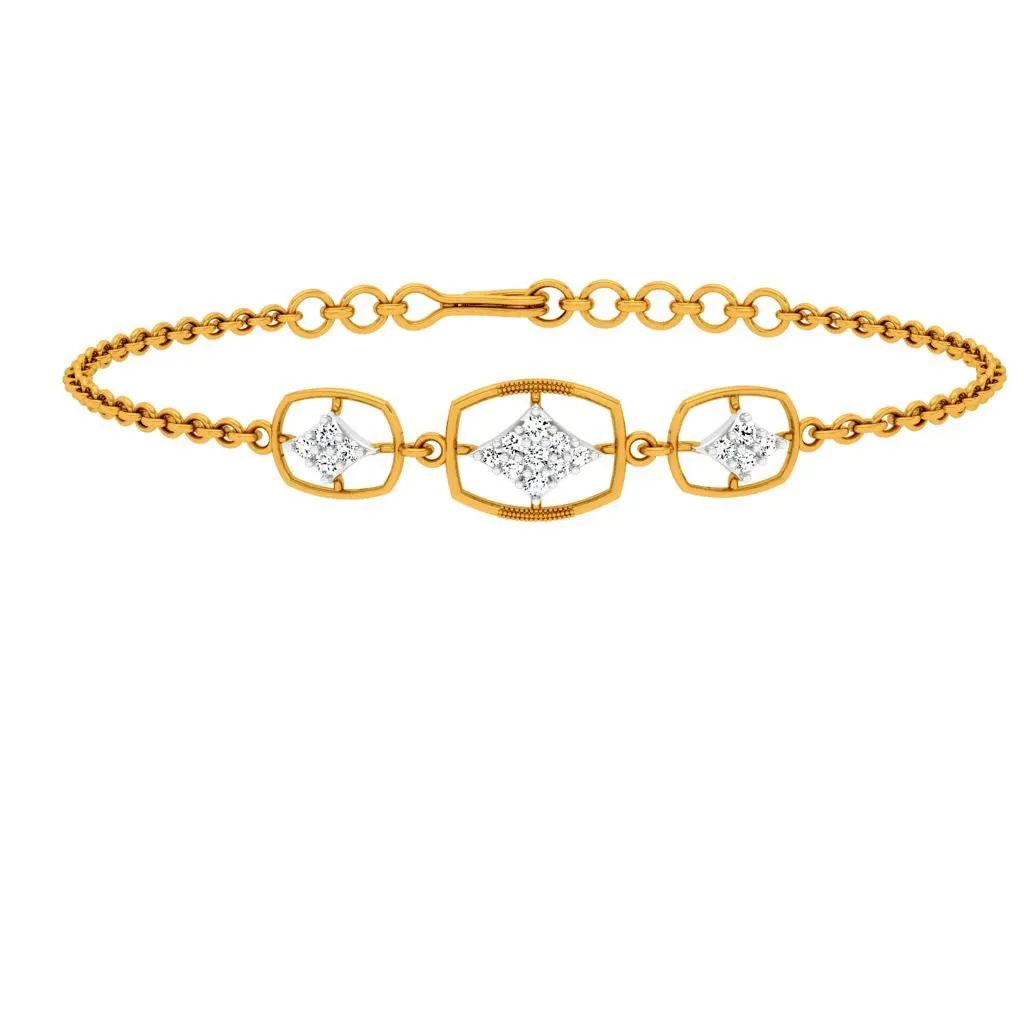 Sleek Gold And Diamond Bracelet