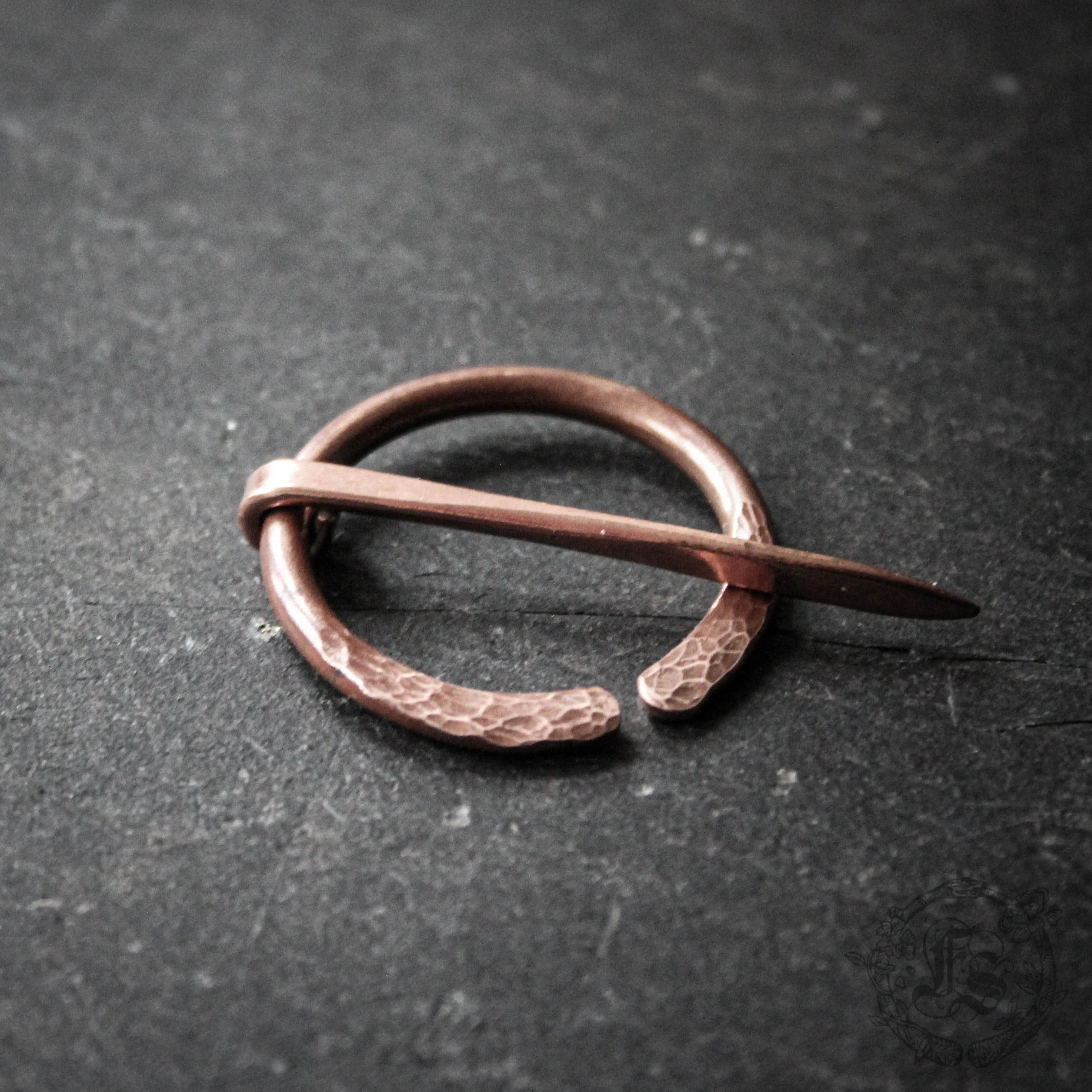 Small Fire Forged Fibula Brooch for Chunky or Bulky Knits