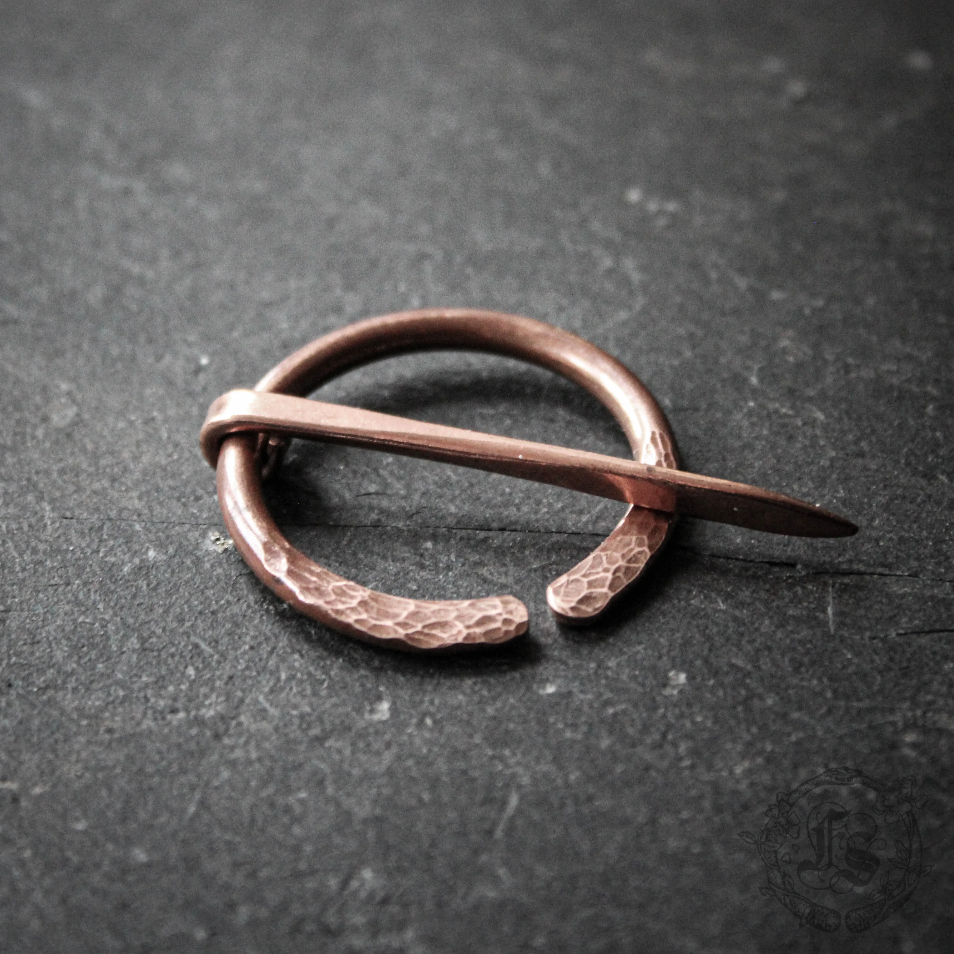 Small Fire Forged Fibula Brooch for Chunky or Bulky Knits