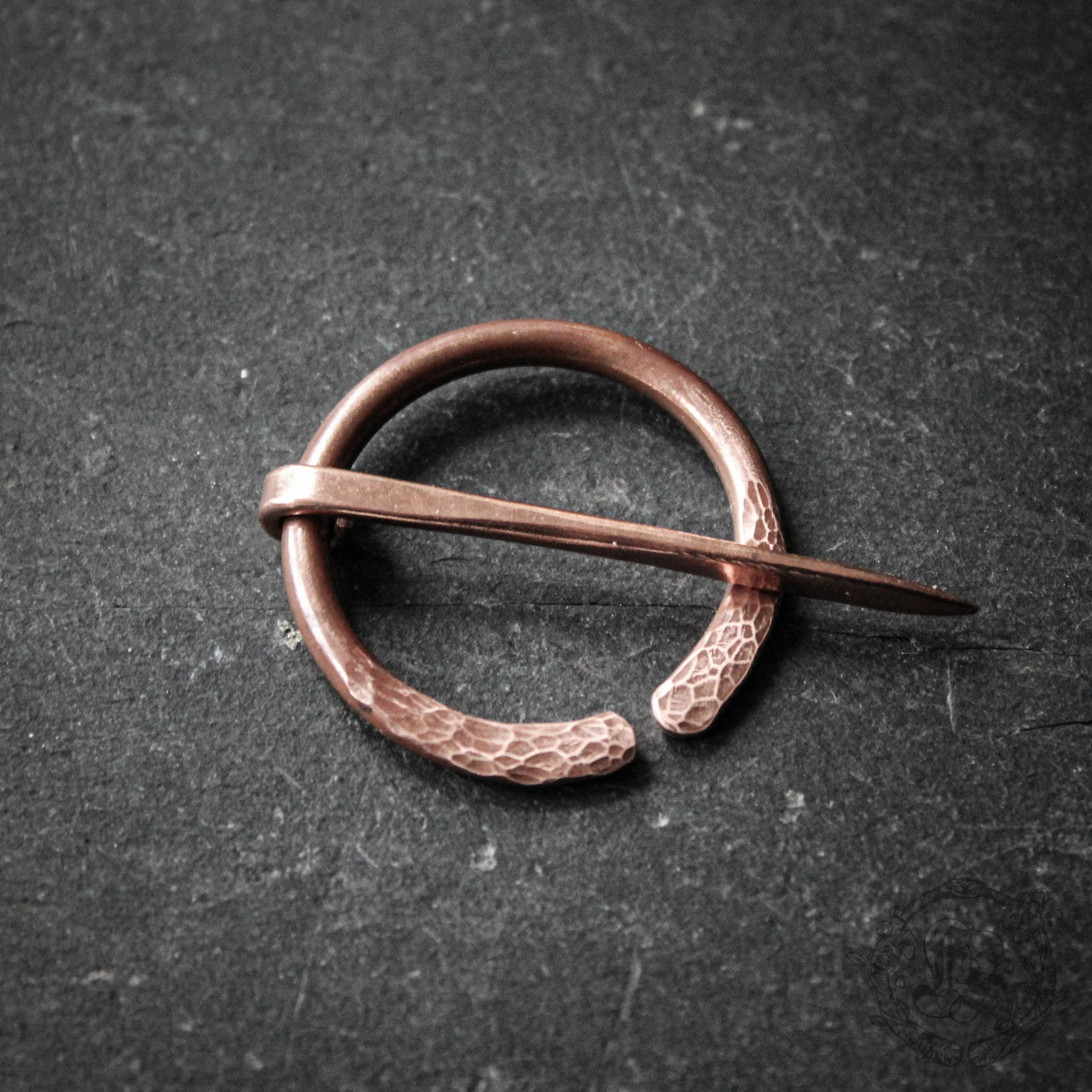 Small Fire Forged Fibula Brooch for Chunky or Bulky Knits