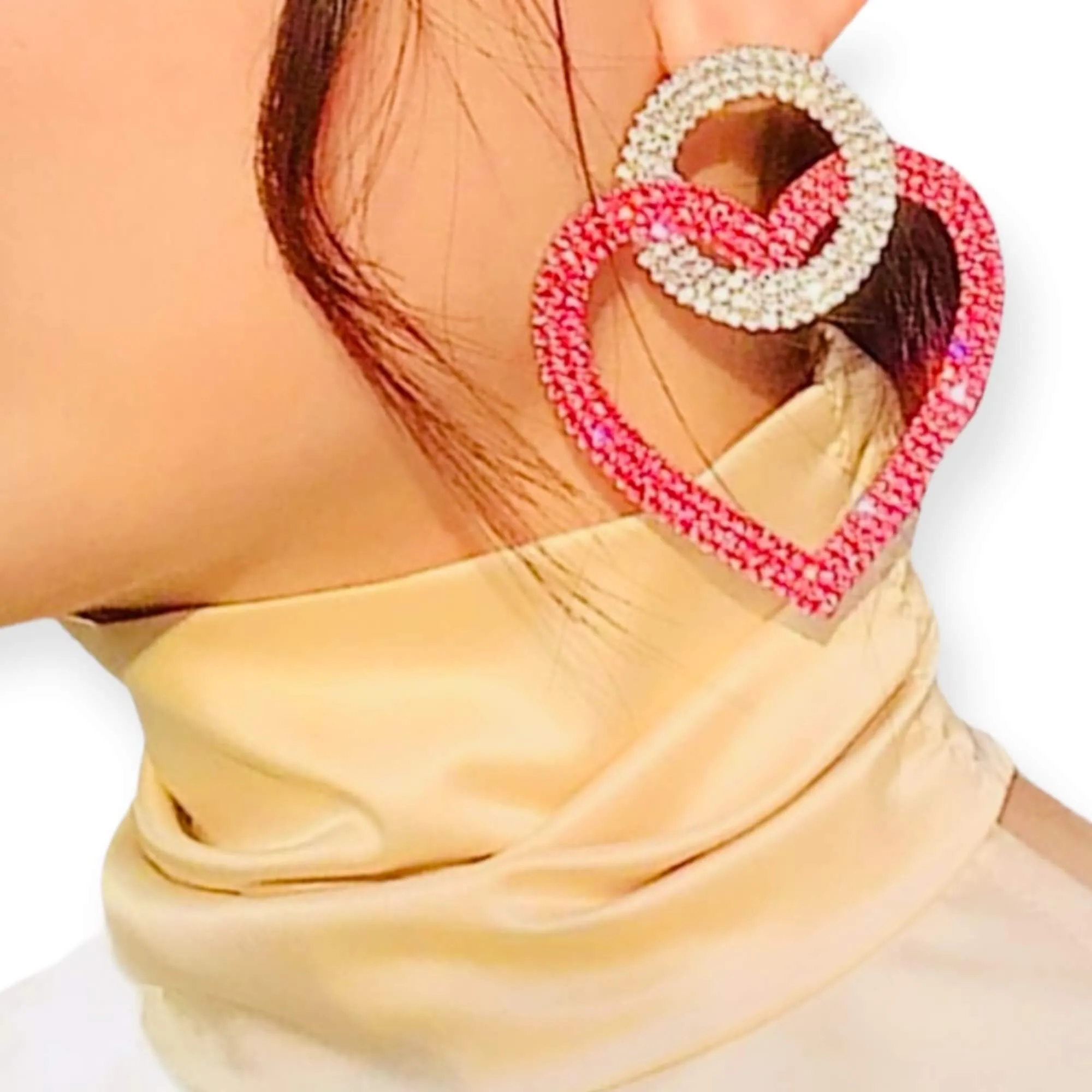 Sparkling Pink Heart Oversized Earrings