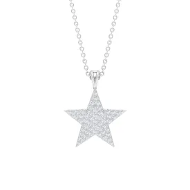 Star Diamond Cluster Pendant Necklace in Pave Setting