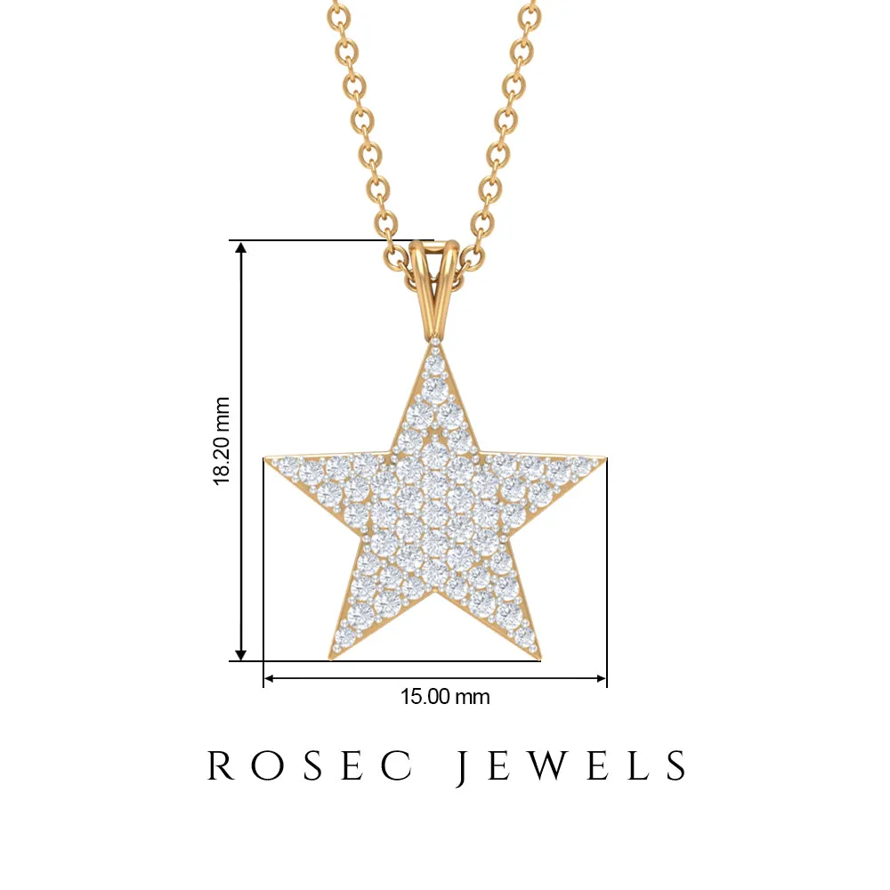 Star Diamond Cluster Pendant Necklace in Pave Setting