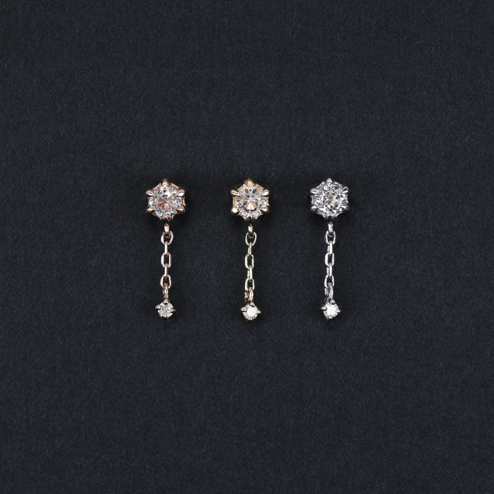 Starfall • White Topaz   Diamond Threadless Push Pin stud