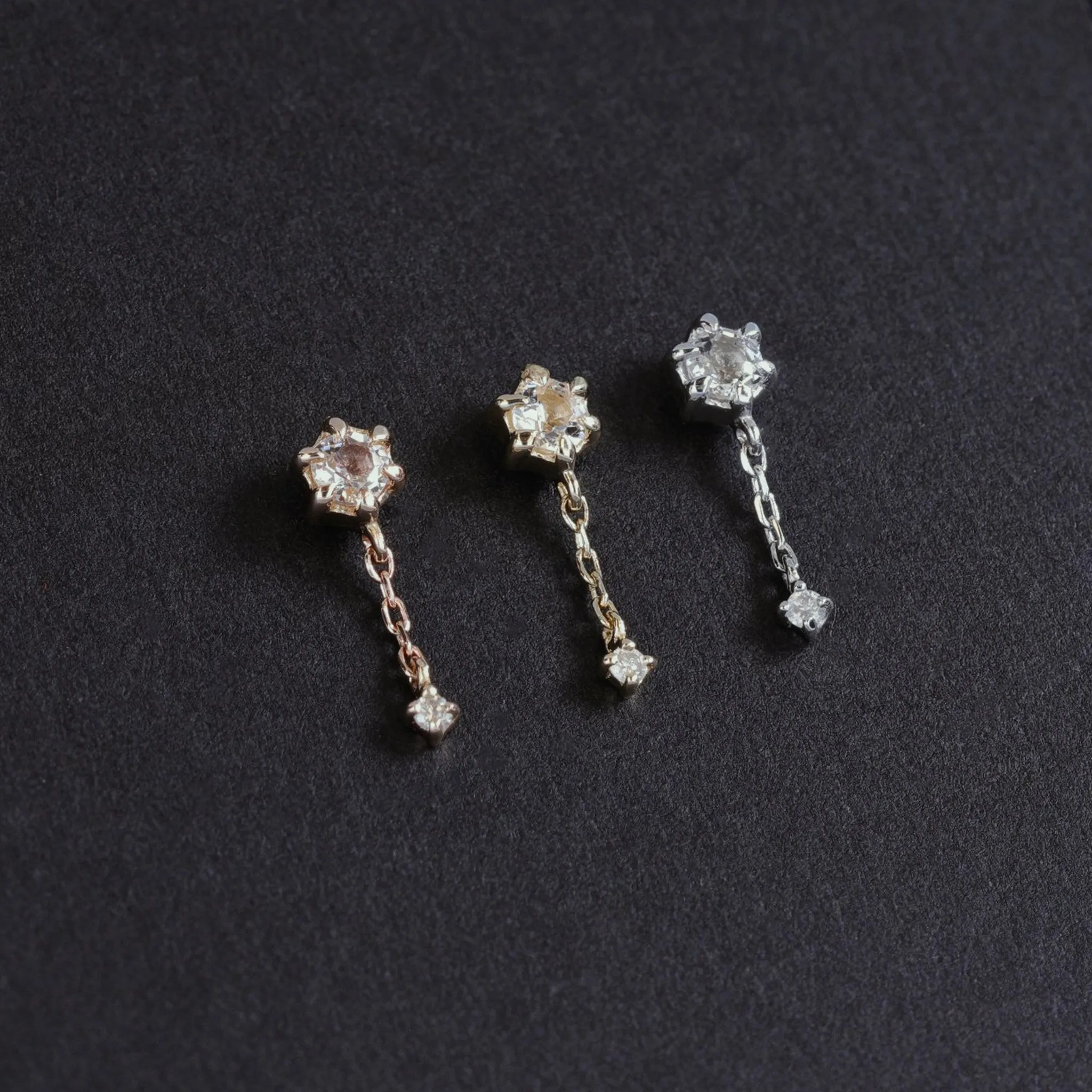 Starfall • White Topaz   Diamond Threadless Push Pin stud