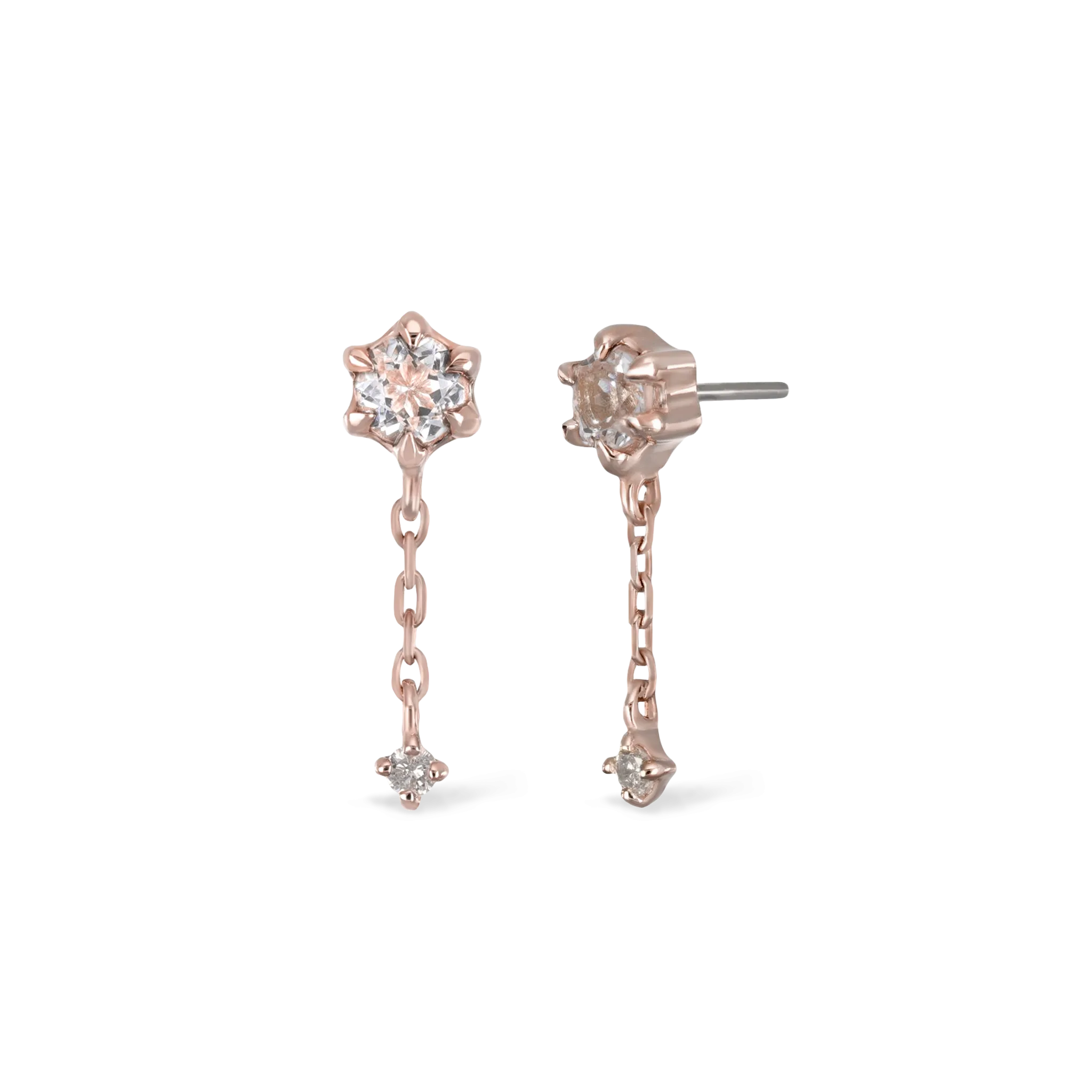 Starfall • White Topaz   Diamond Threadless Push Pin stud