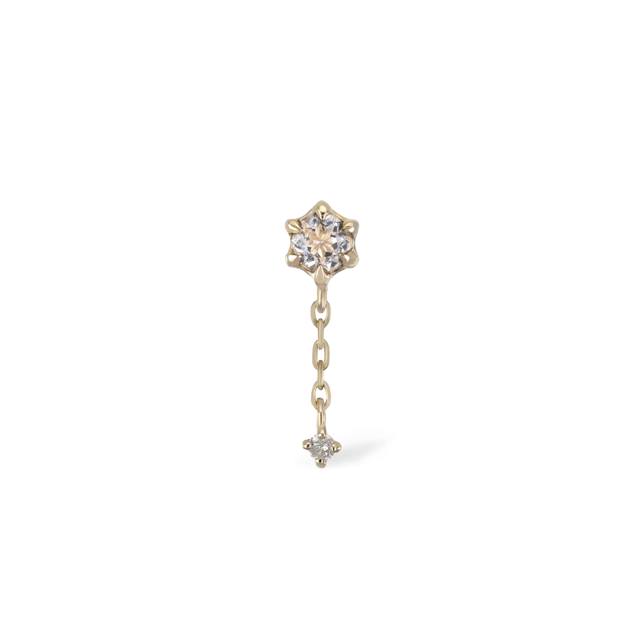 Starfall • White Topaz   Diamond Threadless Push Pin stud