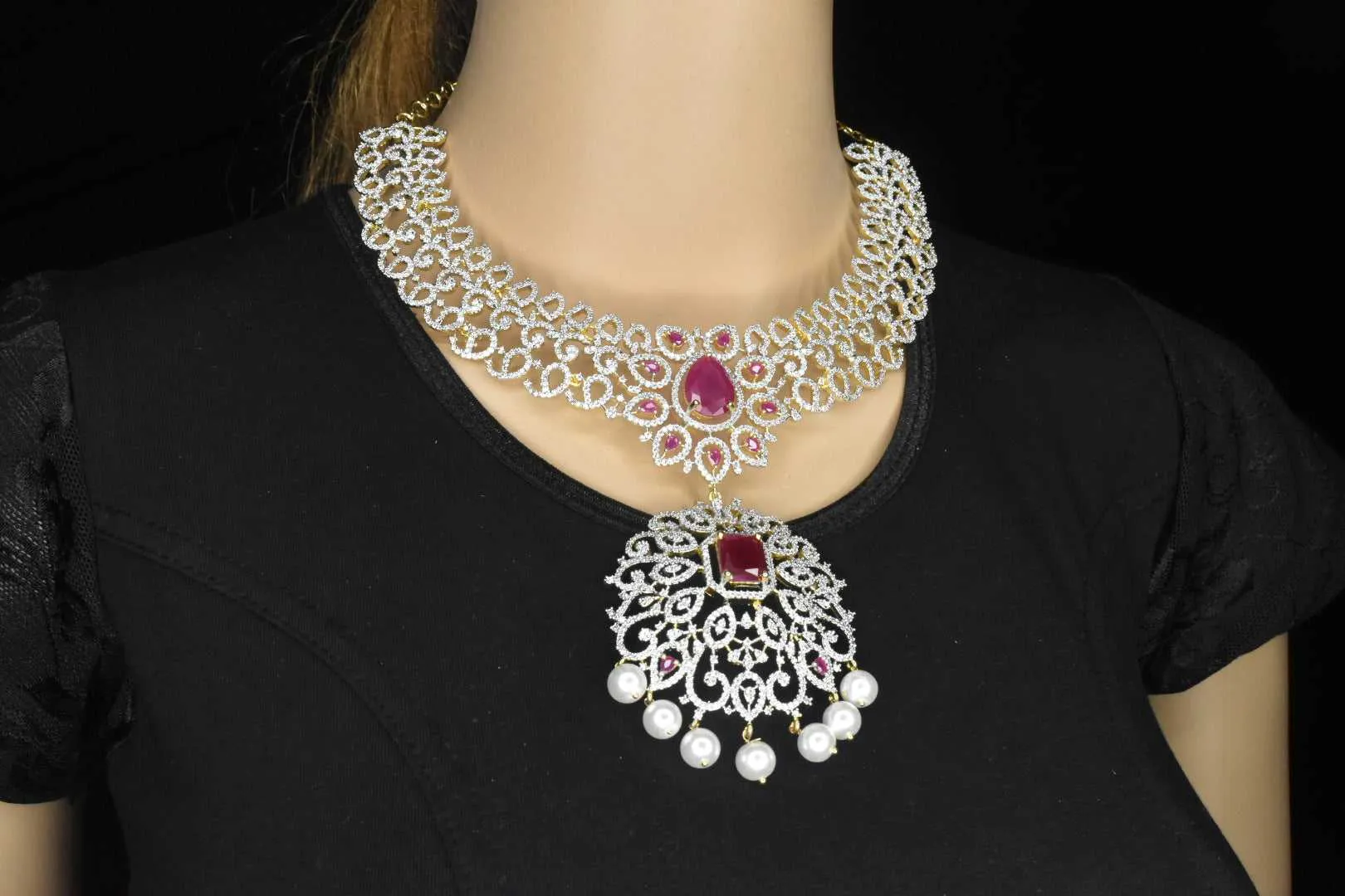 Statement American Diamond Necklace