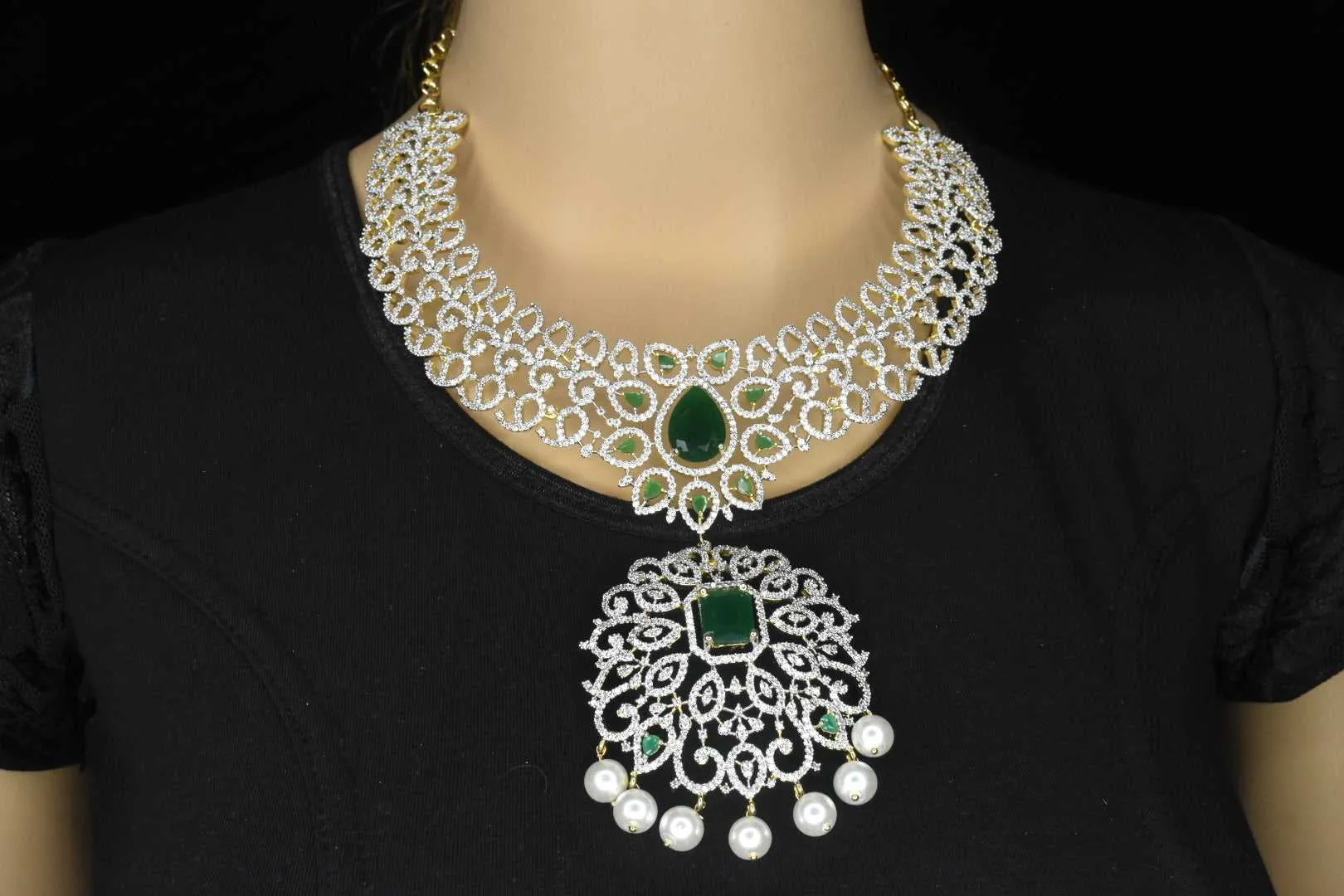 Statement American Diamond Necklace