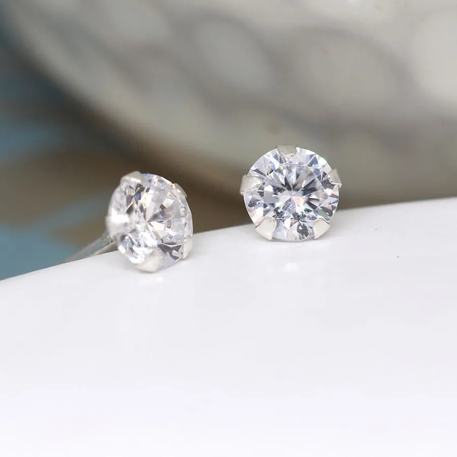 Sterling Silver Crystal Stud Earrings