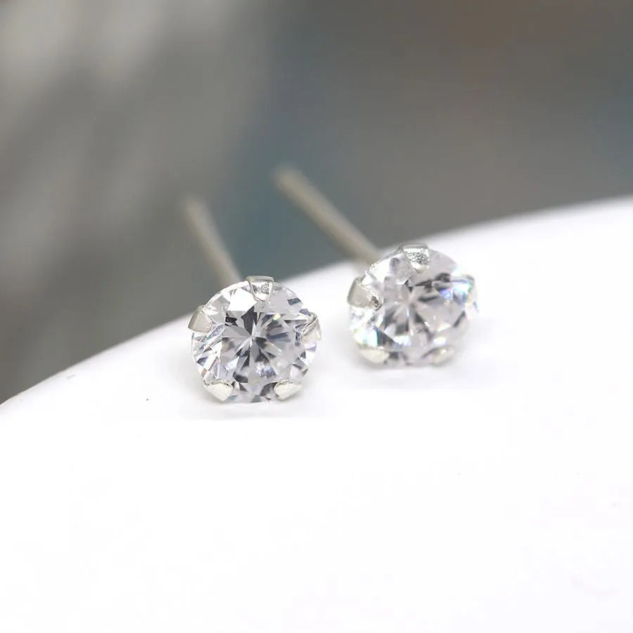 Sterling Silver Crystal Stud Earrings