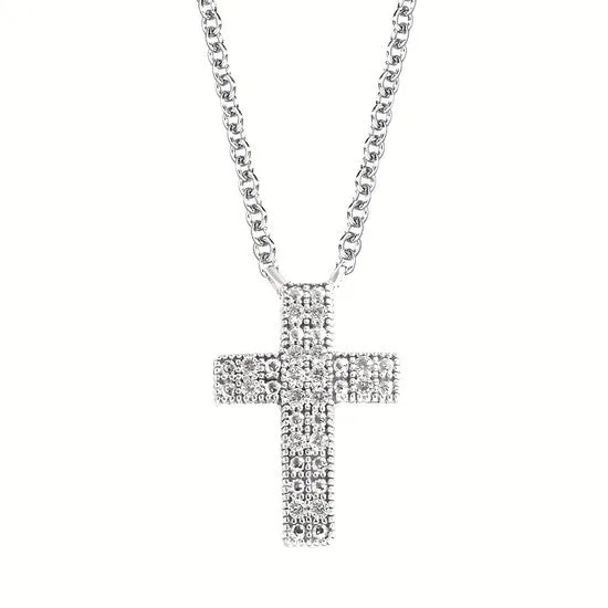 Sterling Silver Diamond Cross Necklace