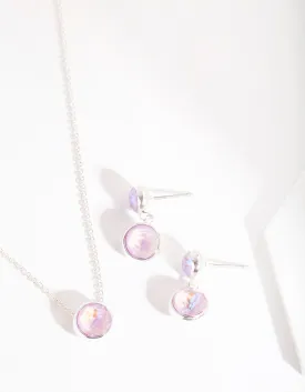 Swarovski Purple Crystal Earring Necklace Set