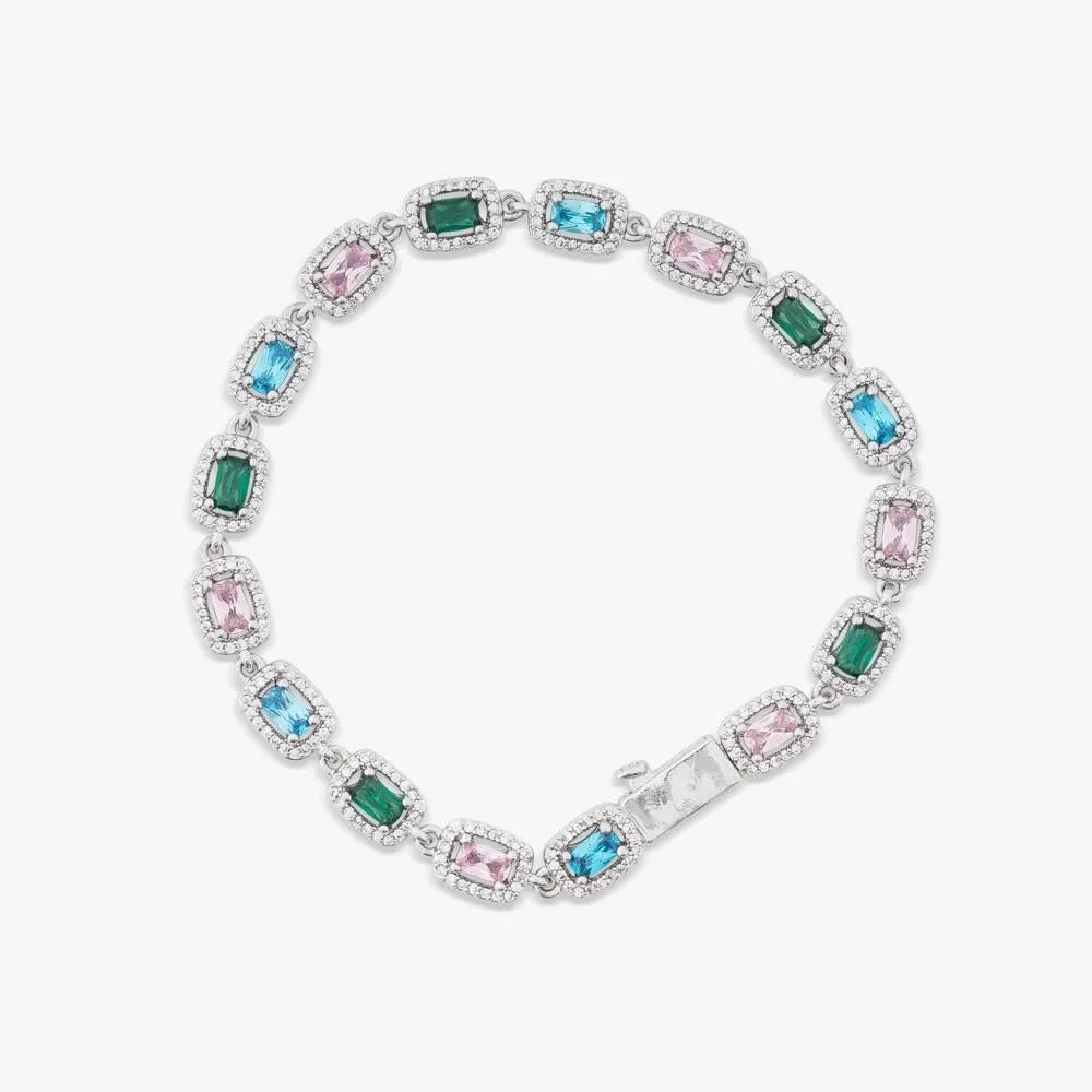 Three Color Moissanite Gemstone Bracelet