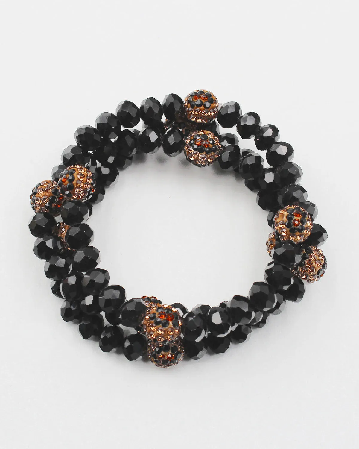 Triple Layered Crystal Beaded Bracelet Set with Leopard Accent