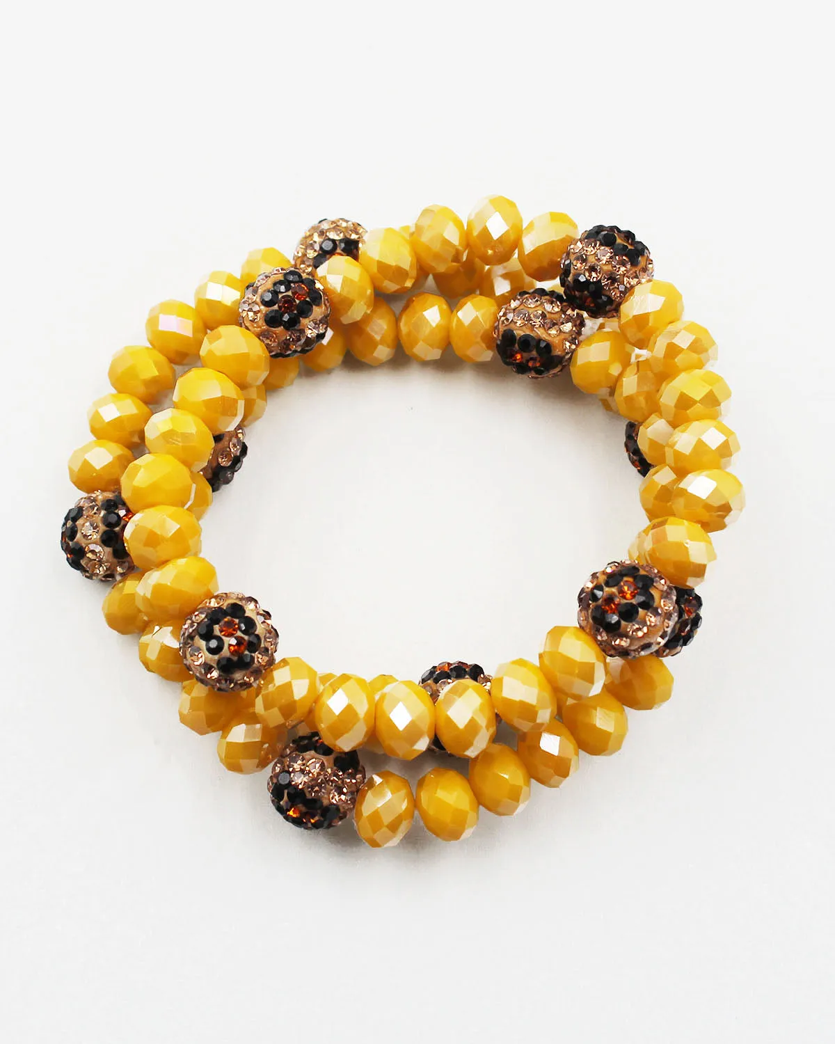 Triple Layered Crystal Beaded Bracelet Set with Leopard Accent