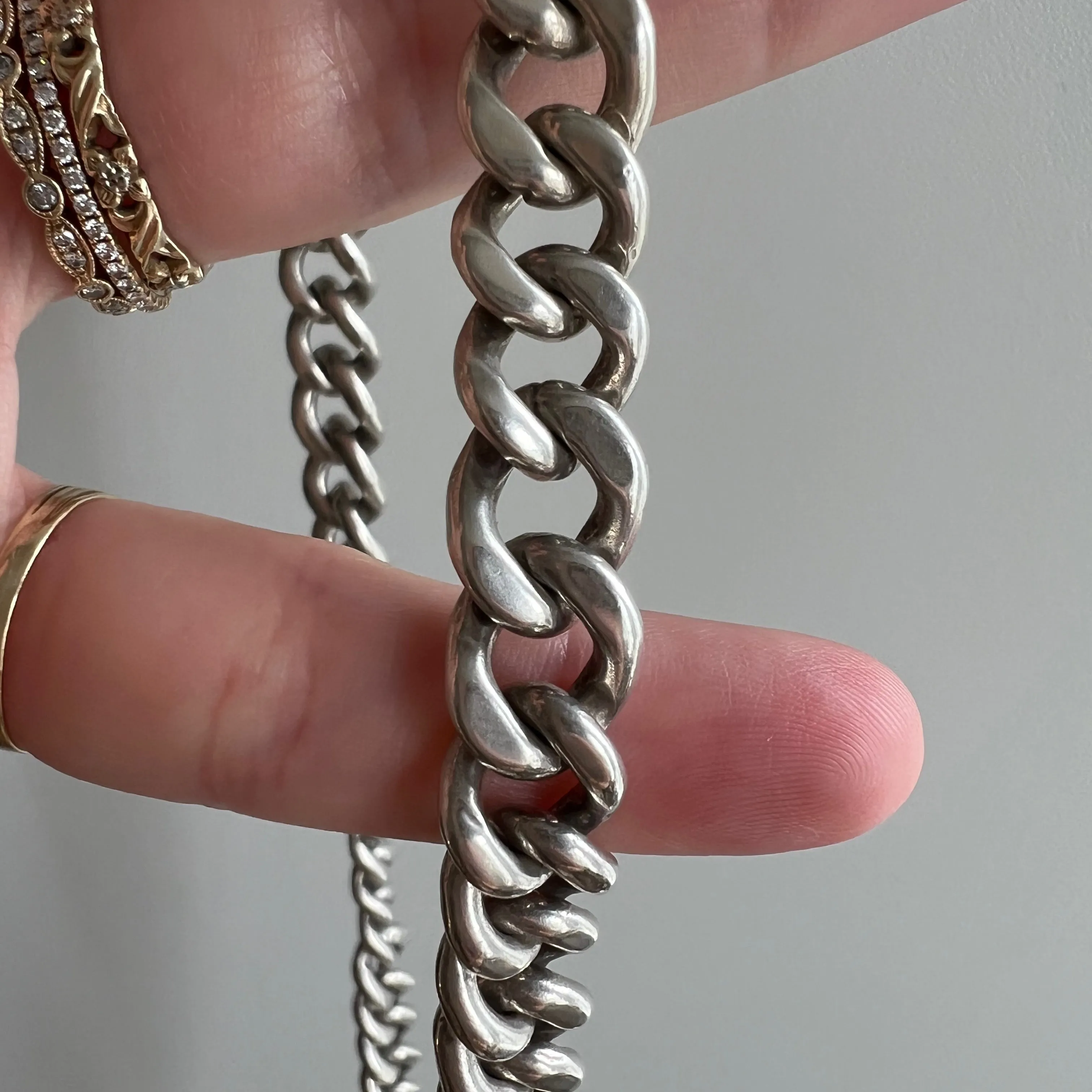 V I N T A G E // handmade curb / chunky sterling silver handmade Mexican curb chain / 21.5", 98.7g