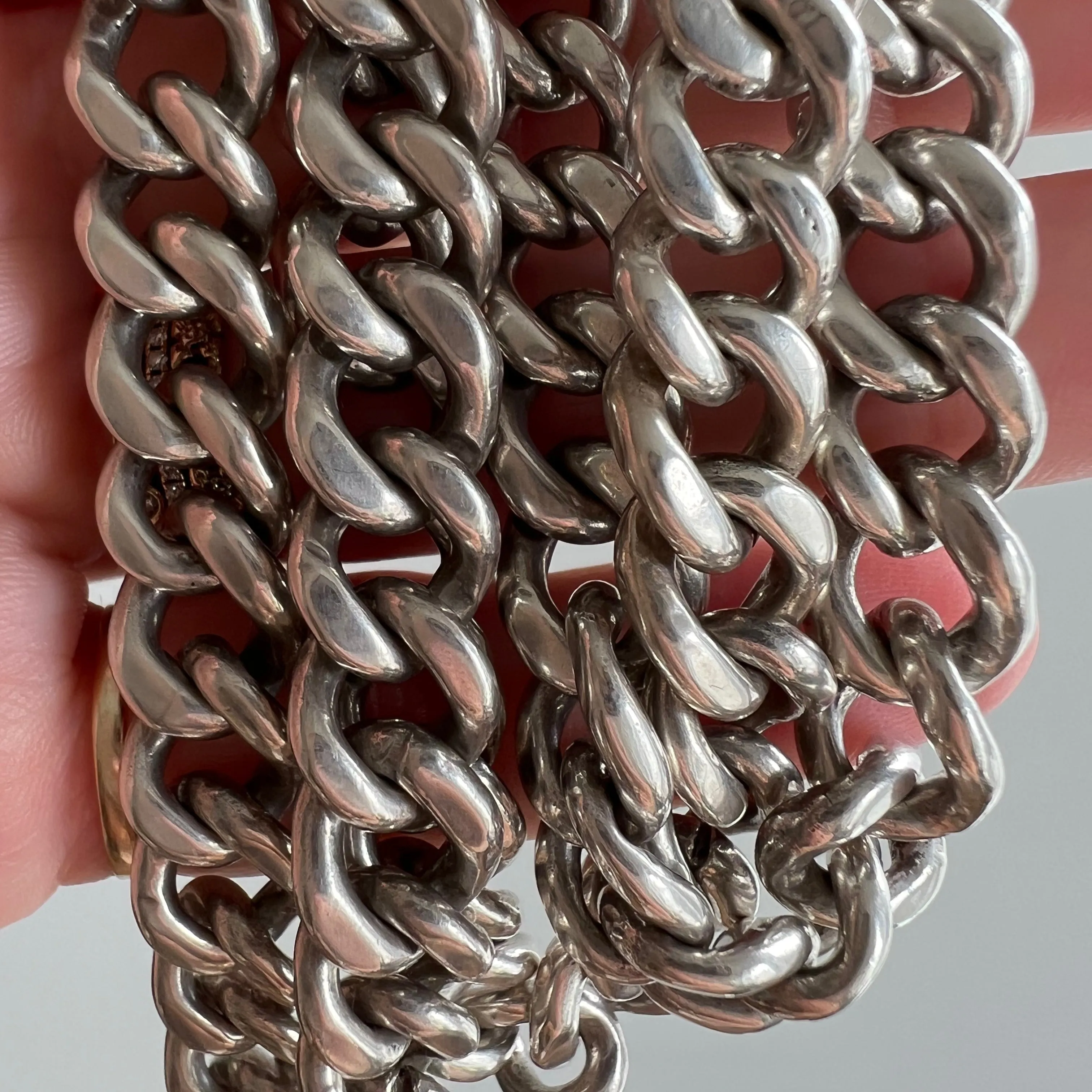 V I N T A G E // handmade curb / chunky sterling silver handmade Mexican curb chain / 21.5", 98.7g