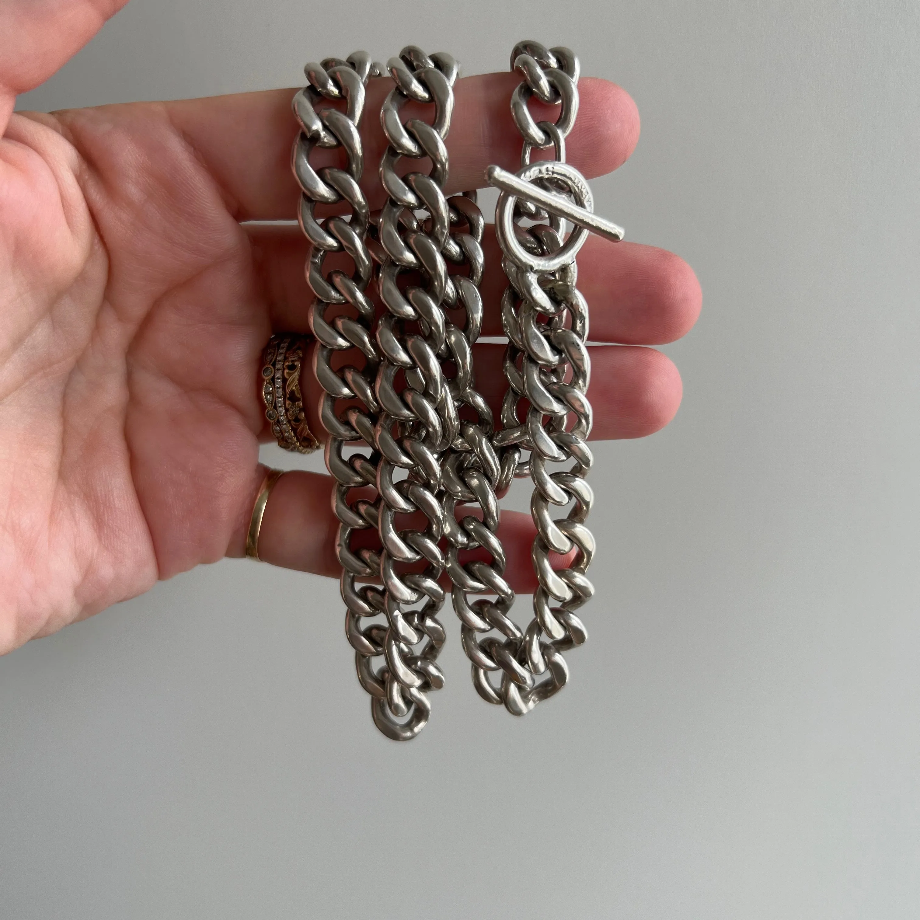 V I N T A G E // handmade curb / chunky sterling silver handmade Mexican curb chain / 21.5", 98.7g