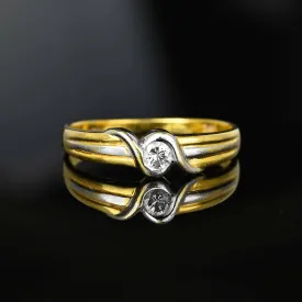 Vintage 18K Gold Diamond Solitaire Ring Band