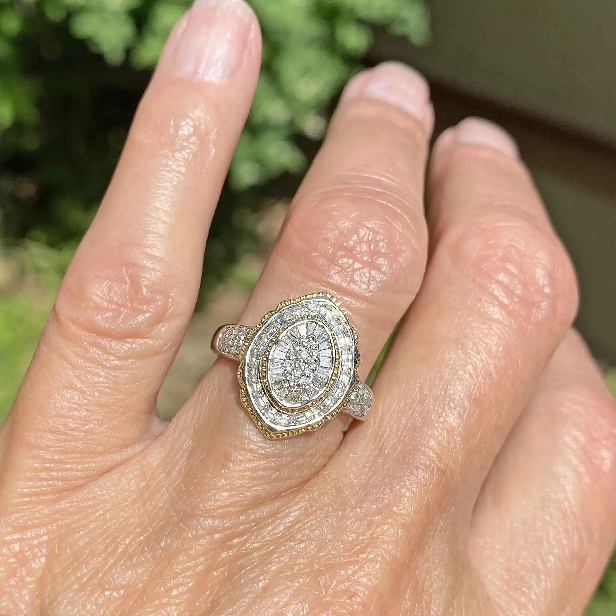 Vintage Marquise Baguette Diamond Cocktail Ring