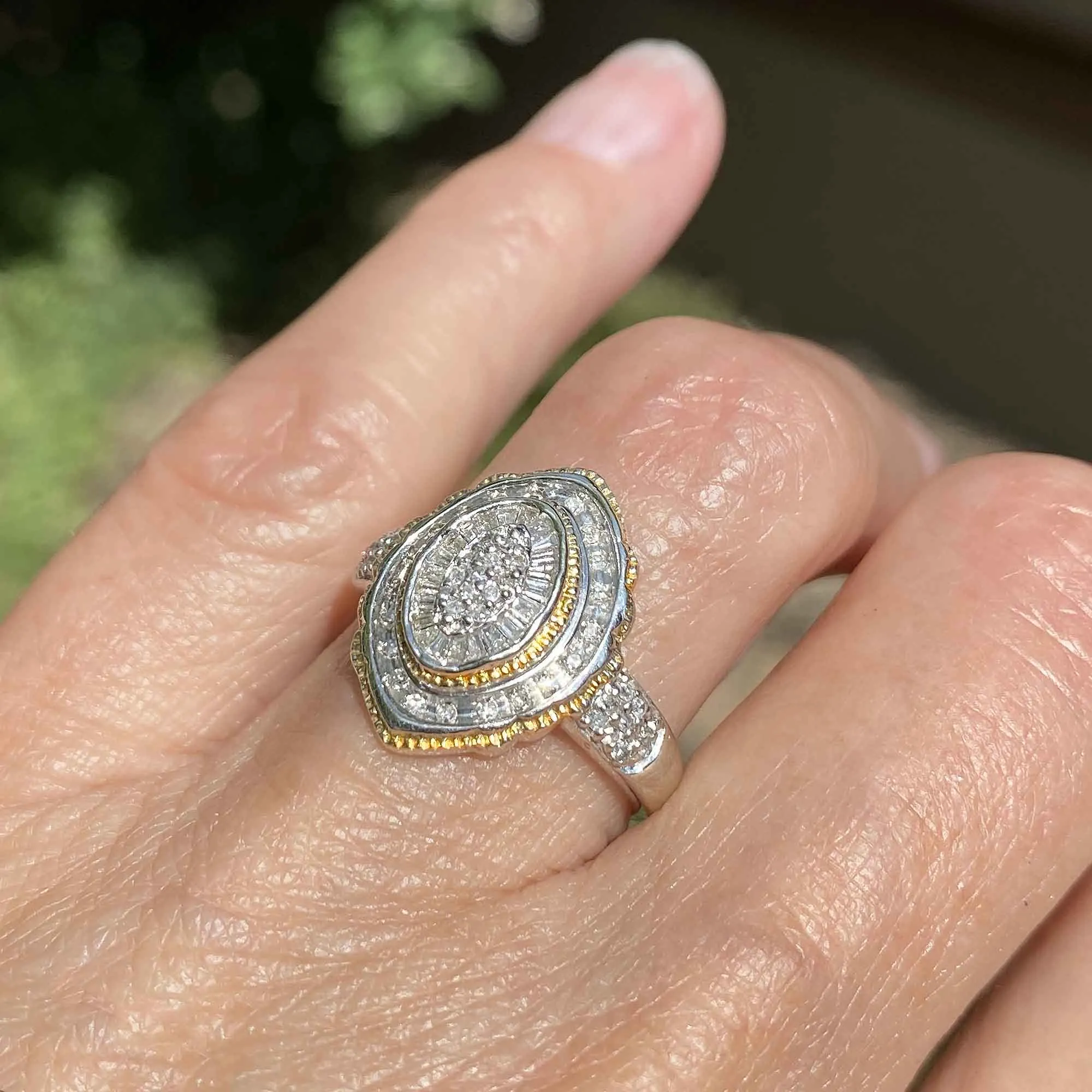 Vintage Marquise Baguette Diamond Cocktail Ring