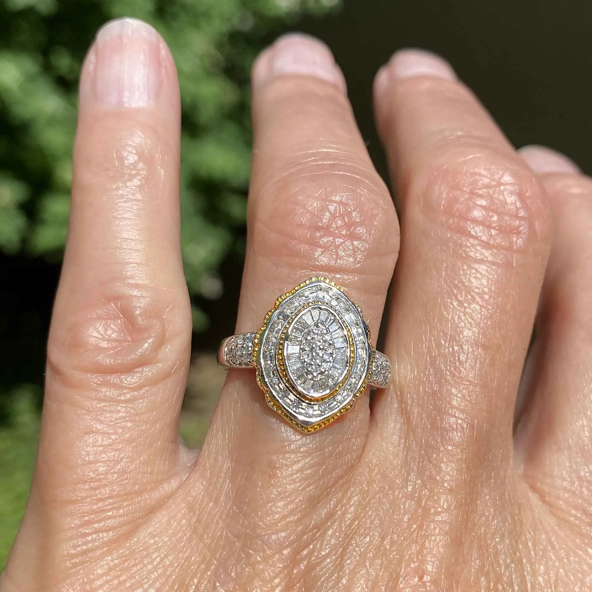 Vintage Marquise Baguette Diamond Cocktail Ring