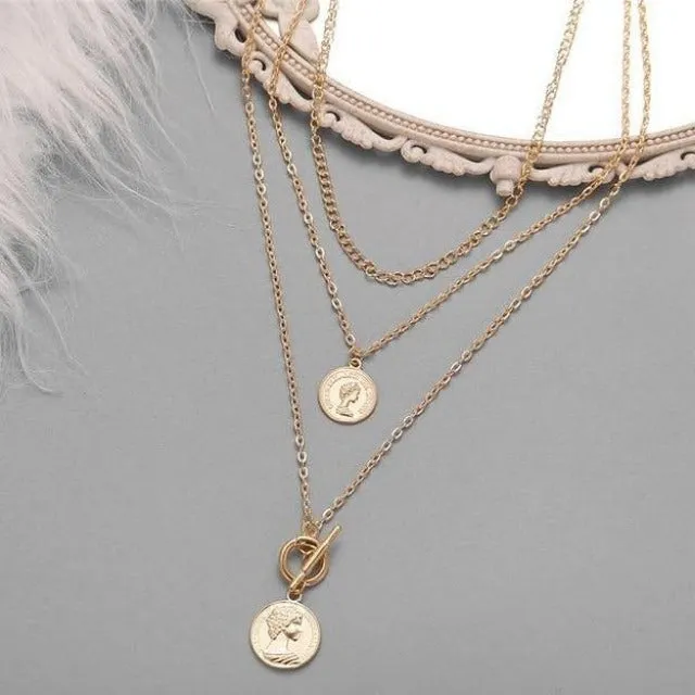 Vintage Multi-layer Coin Chain Choker Necklace