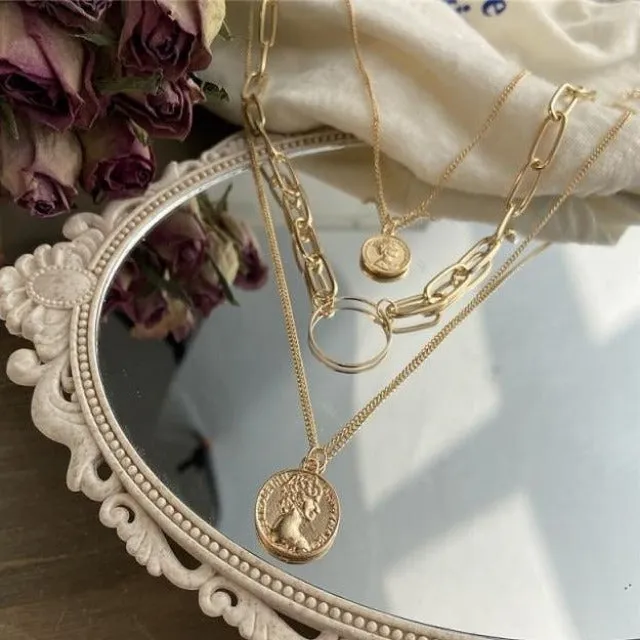 Vintage Multi-layer Coin Chain Choker Necklace